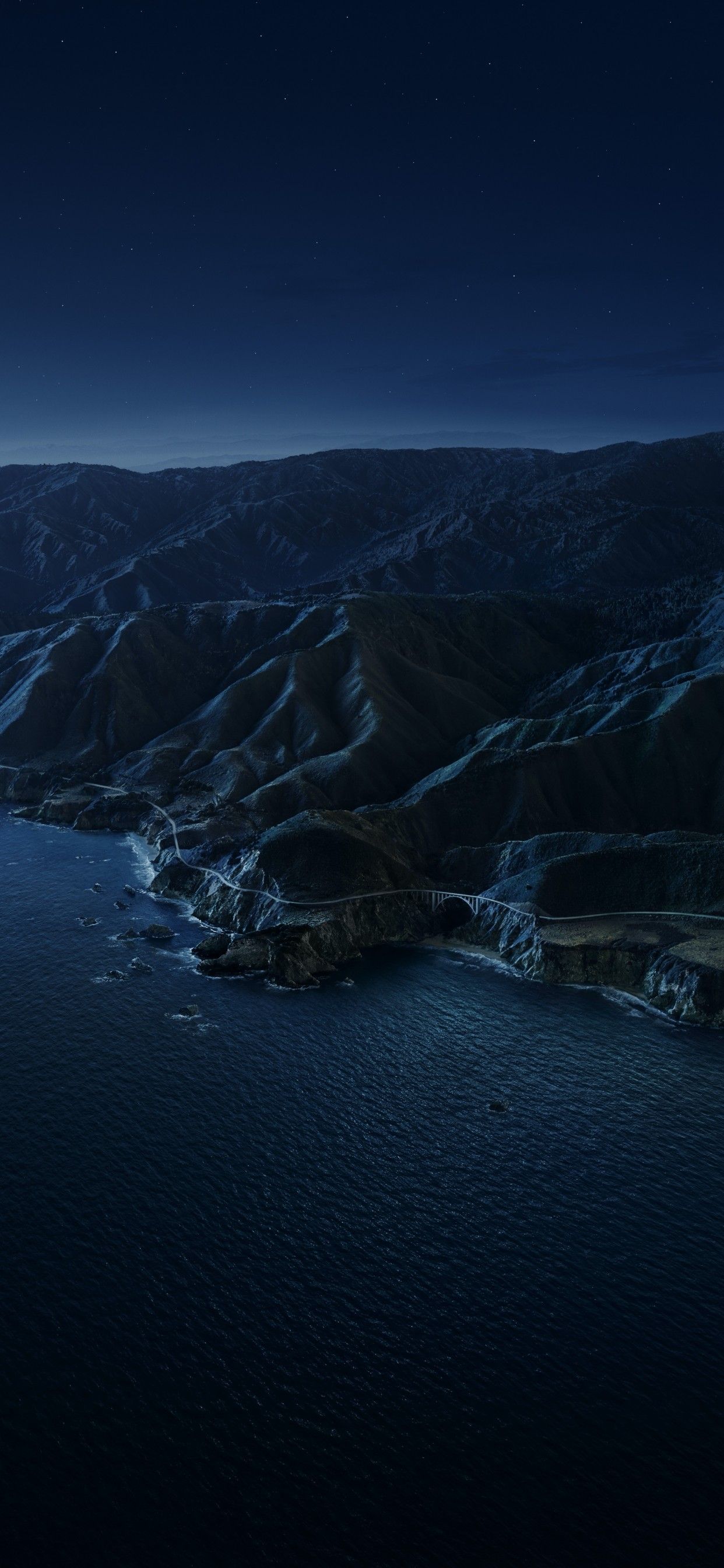 Big Sur Wallpaper 4K, Mountains, Night, Dark, macOS, Stock, Nature