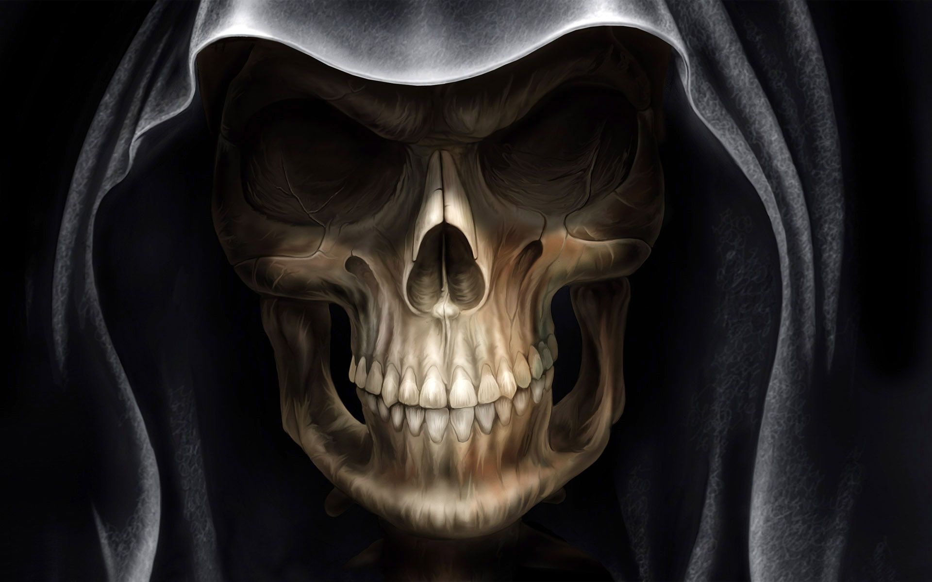 Hooded Skull Charon. Skull wallpaper, Alien skull, Dark fantasy art