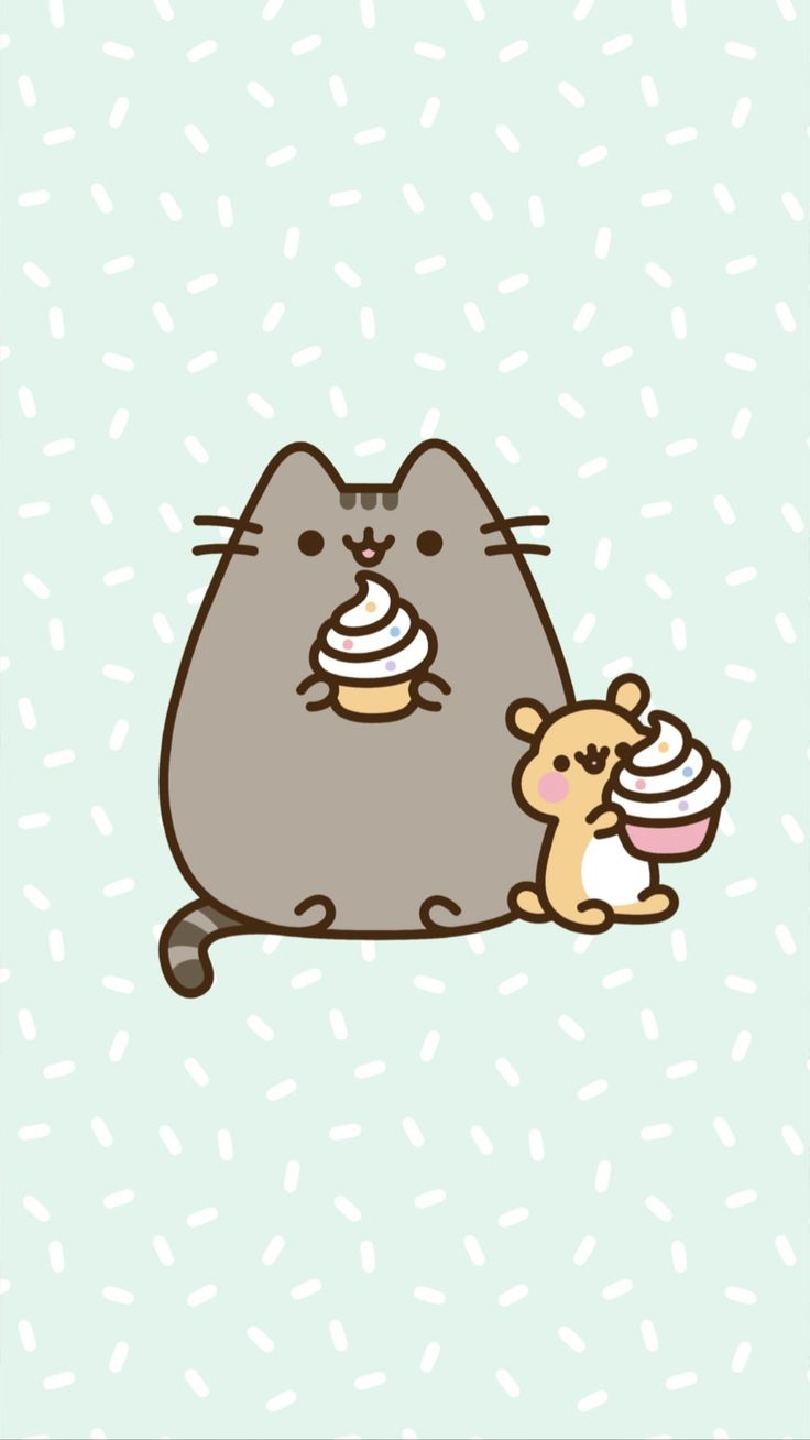 Kawaii Cat Cartoon Eating