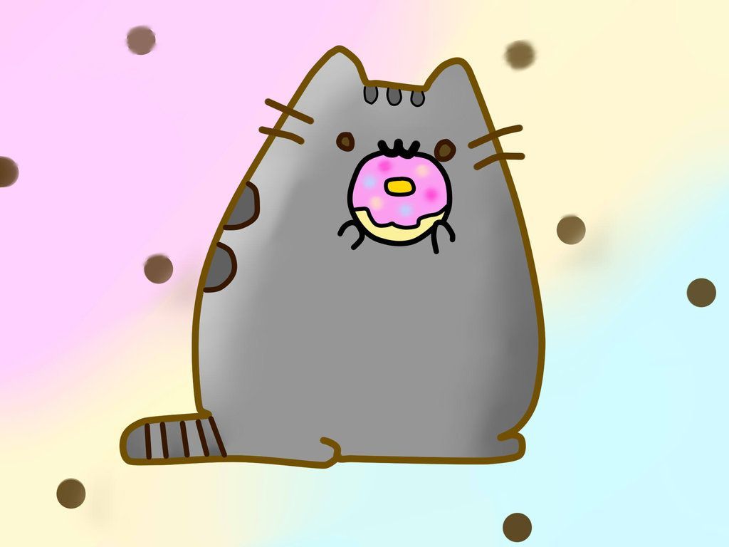Pusheen the cat eating a donut. Pusheen, Pusheen cat, Galaxy wallpaper