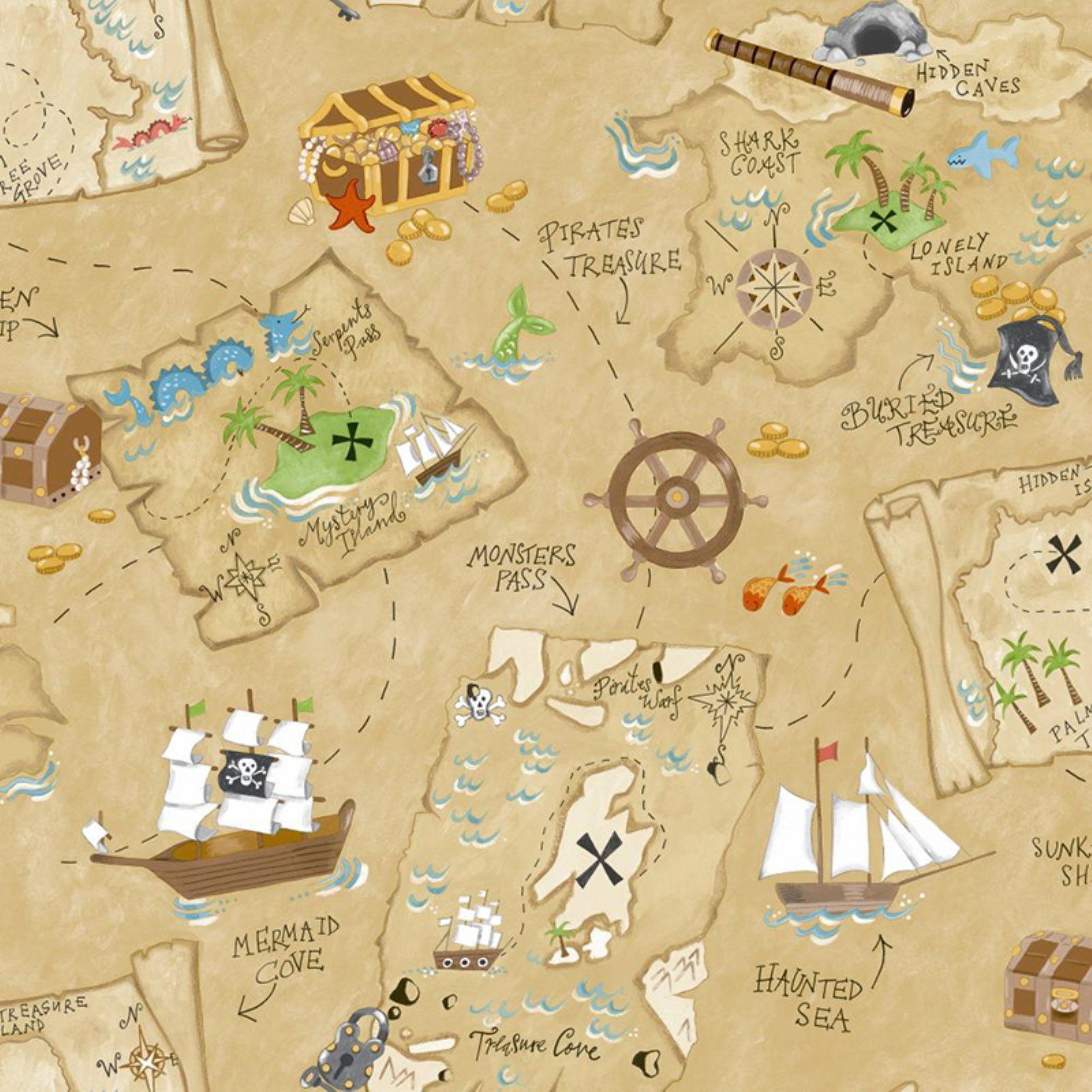 Pirate Treasure Chest Map HD Wallpaper