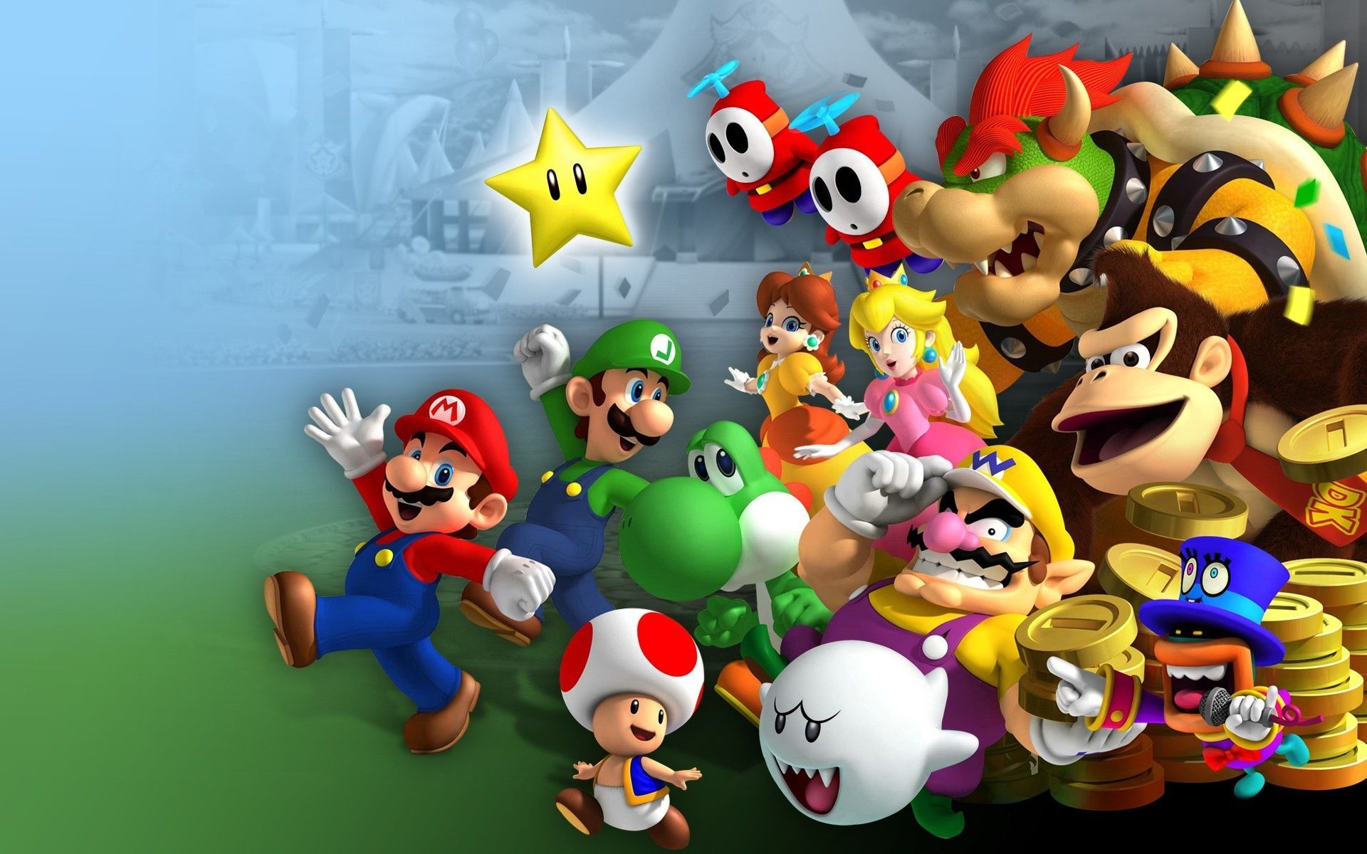Mario Bros., Luigi, Princess Peach, Yoshi, Wario, Donkey Kong, Toad (character), Video Games, Nintendo, Mario Kart 8 Wallpaper HD / Desktop and Mobile Background