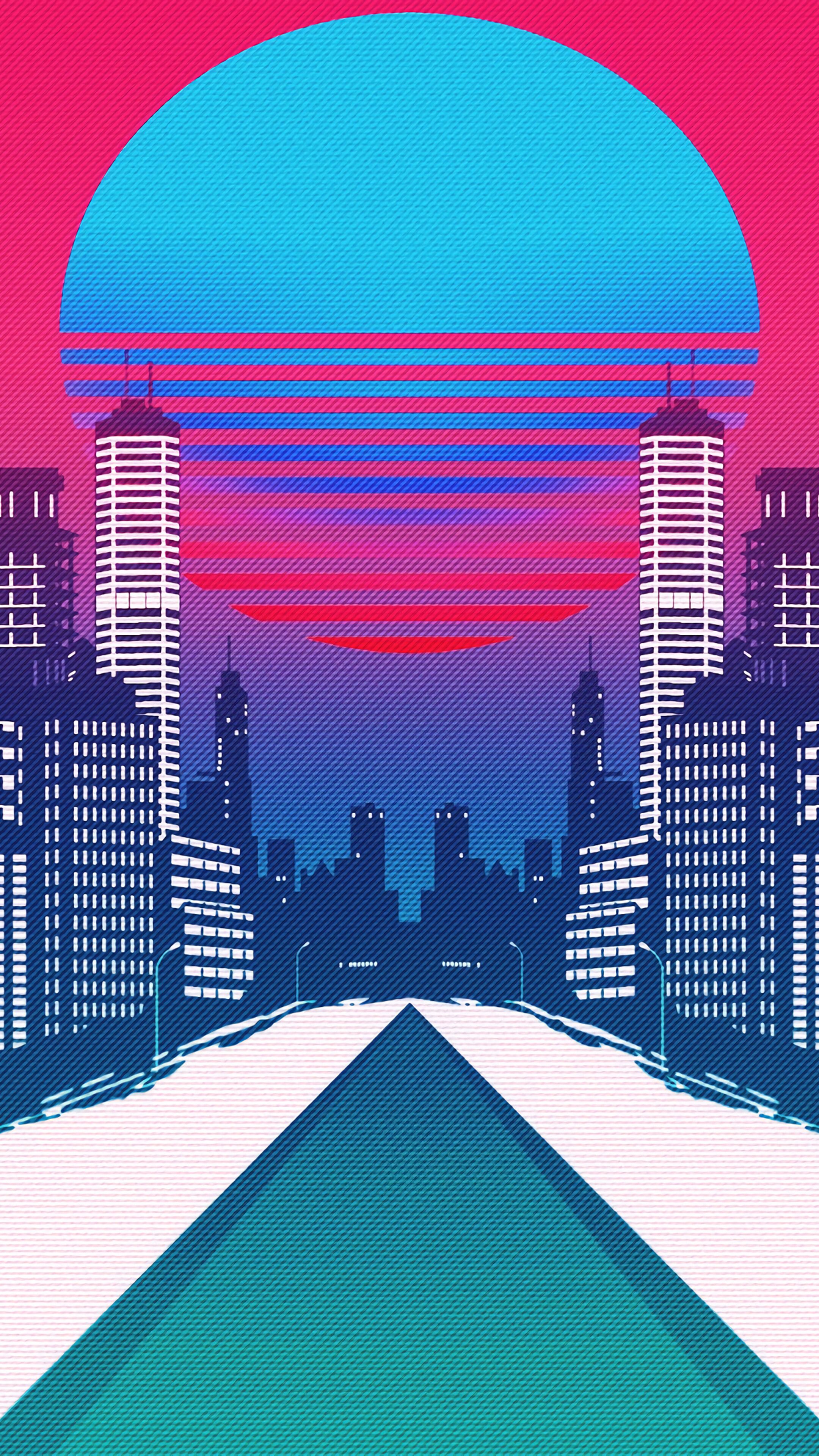 Minimalist, Neon, City, Landscape, Digital Art, 4K phone HD Wallpaper, Image, Background, Photo and Picture. Mocah HD Wallpaper