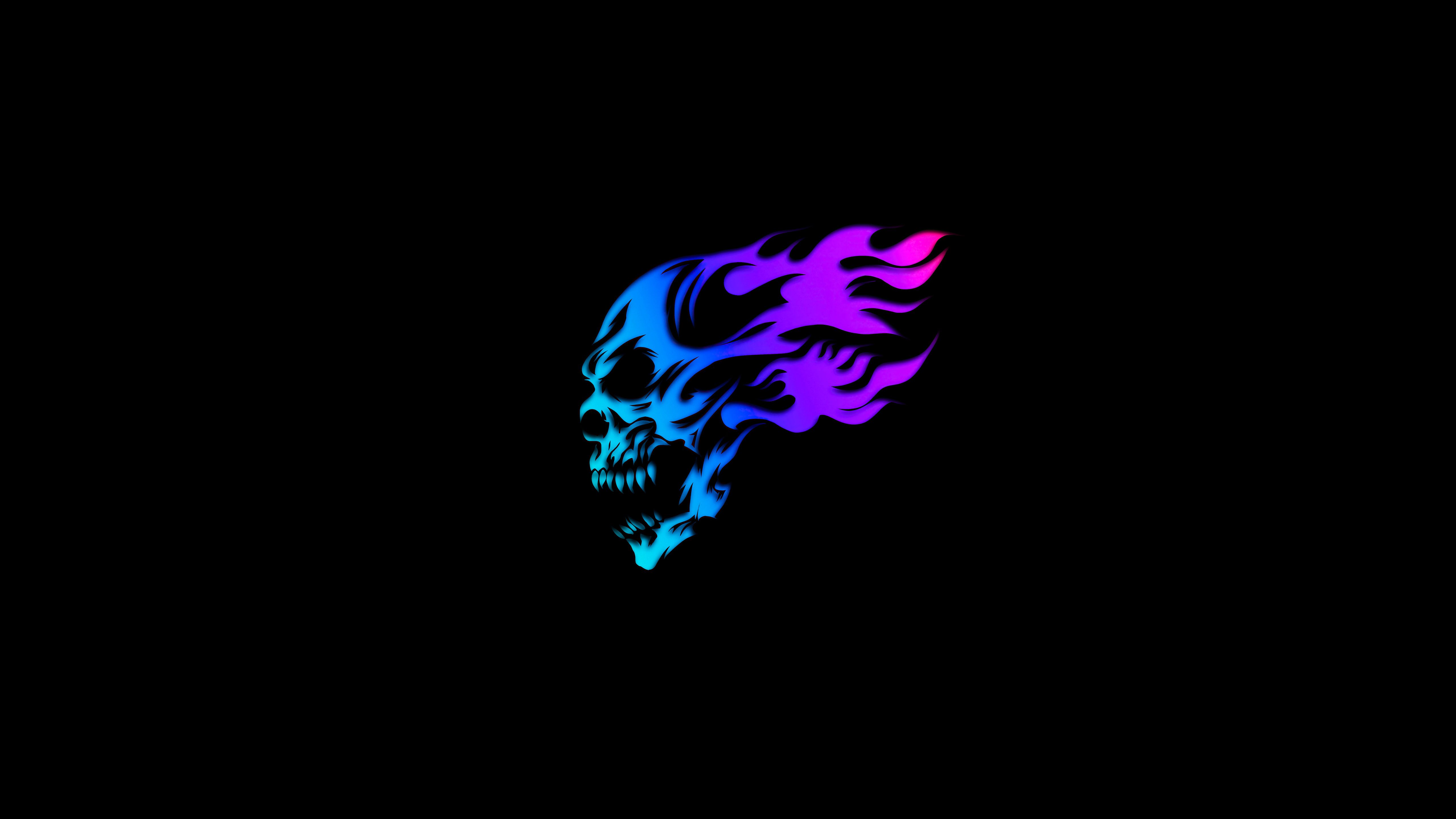 Skull Glowing Minimal Neon 5k, HD Artist, 4k Wallpaper, Image, Background, Photo and Picture