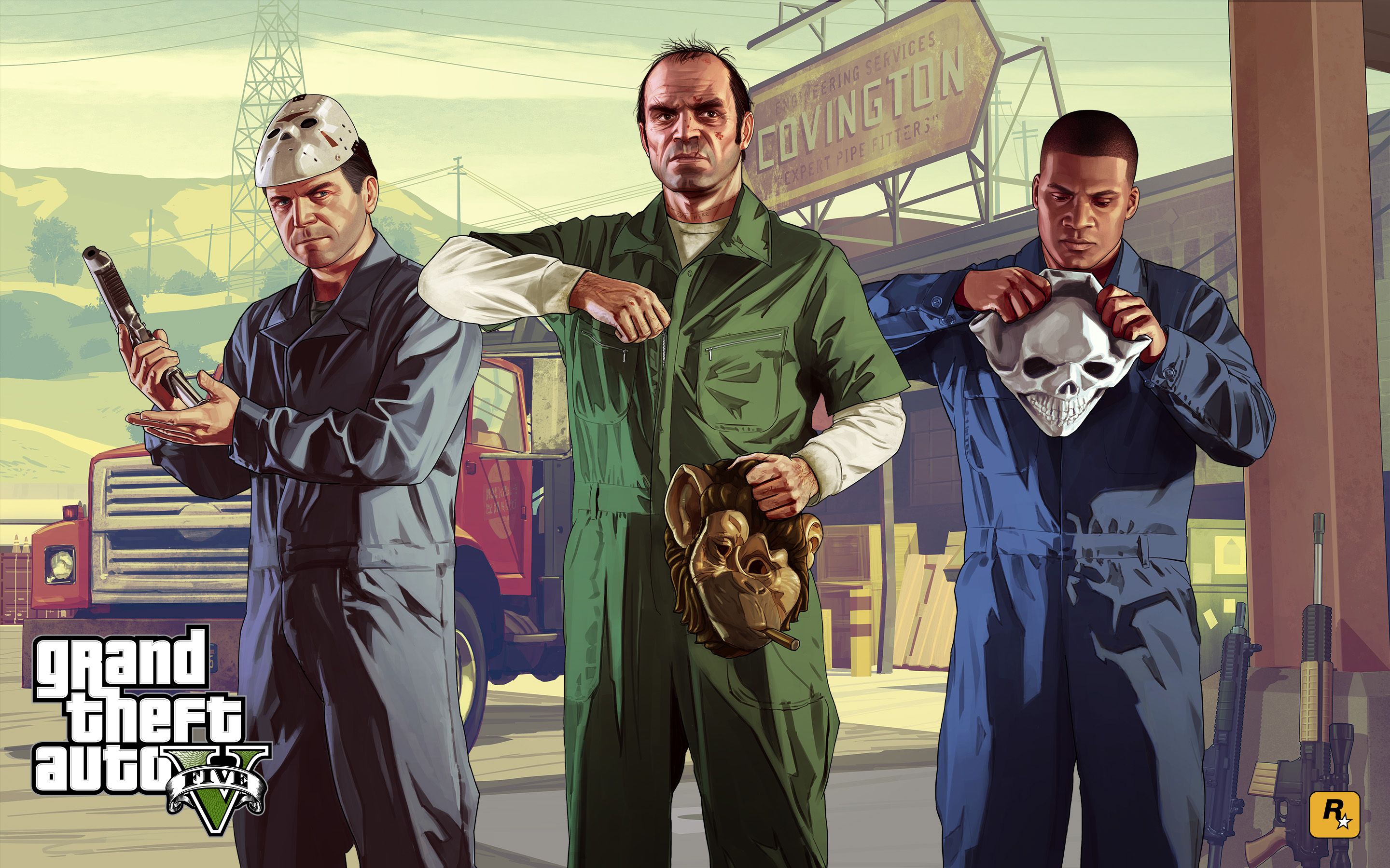 Wallpaper, Rockstar Games, video games, Video Game Art, Grand Theft Auto, Grand Theft Auto V, Trevor Philips, Michael De Santa, Franklin Clinton 2880x1800