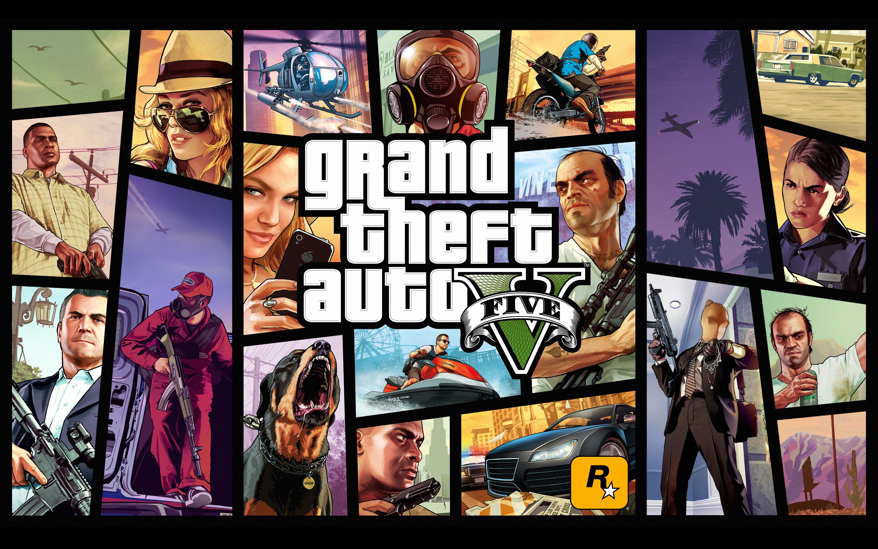 Chop Grand Theft Auto Franklin Clinton Grand Theft Auto V Michael De Santa Trevor Philips Wallpaper:2880x1800