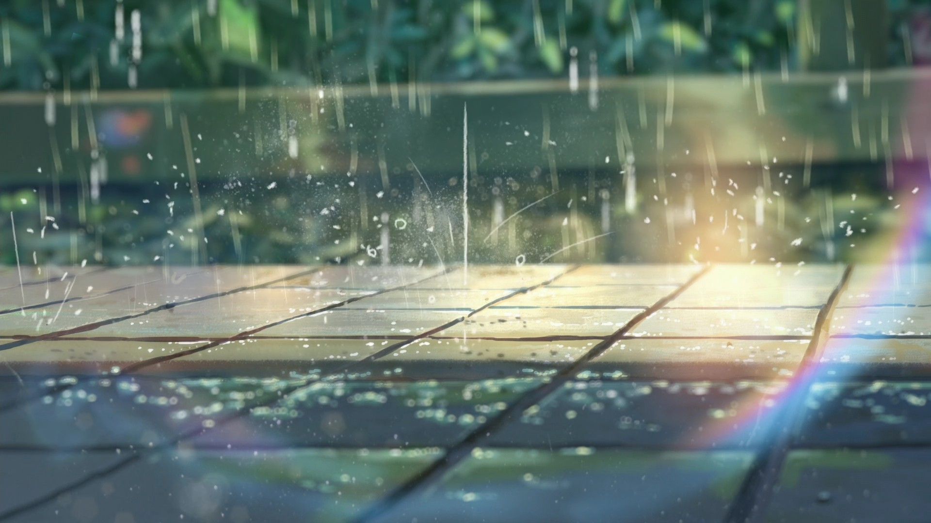 #rainbows, #The Garden of Words, #summer, #anime, #rain, #sunlight, #Makoto Shinkai, #pavements, wallpaper HD Wallpaper