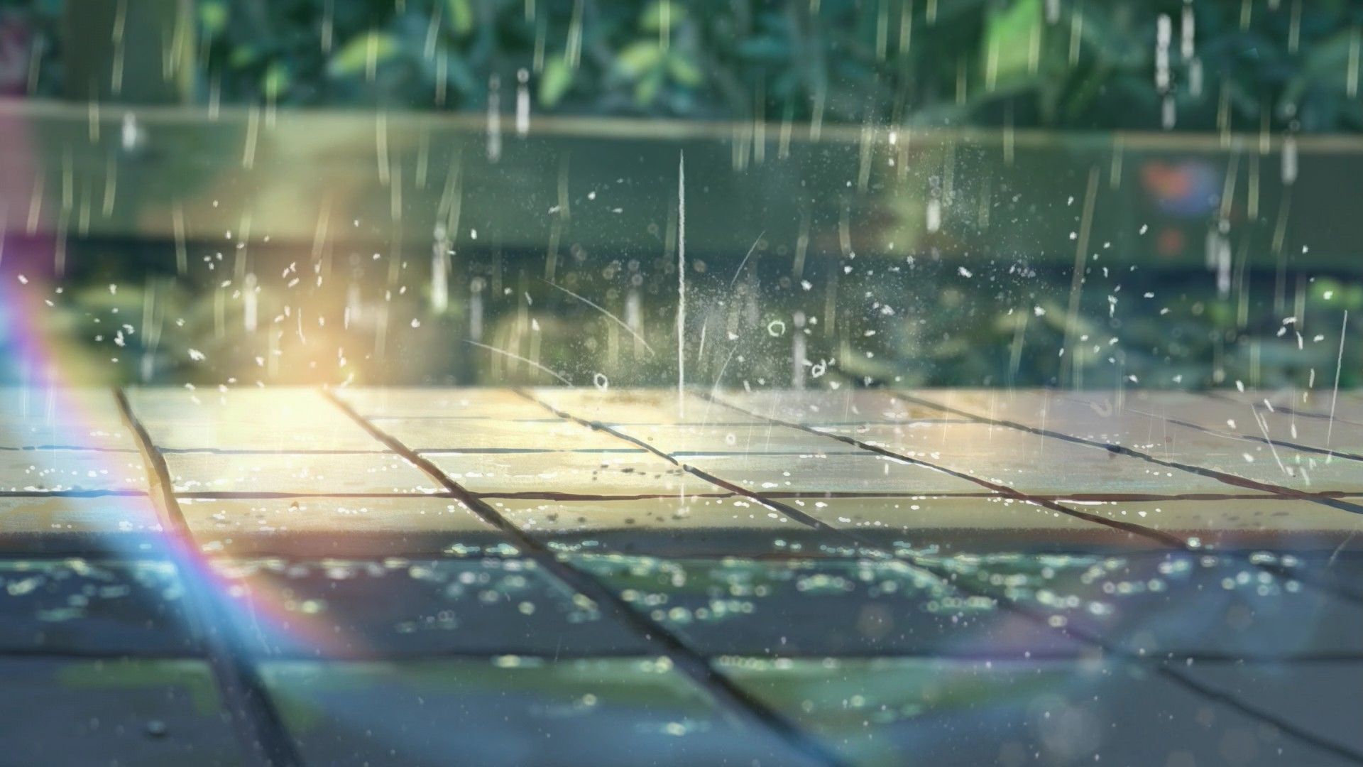 summer sunlight rainbows rain pavements makoto shinkai HD wallpaper, Background