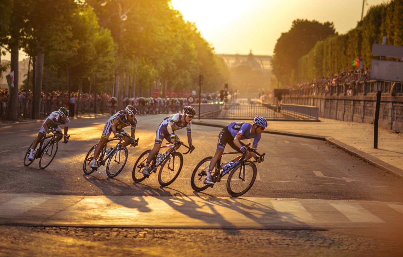 Wallpaper racing, cyclist, through Paris, for Tour De France image for desktop, section спорт