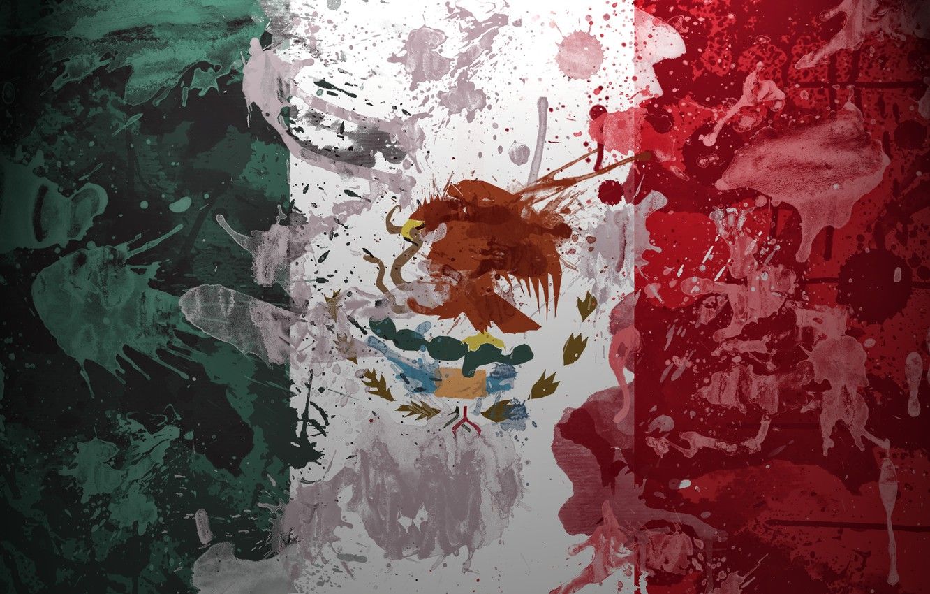 Wallpapers paint, Mexico, Flag, eagle image for desktop, section текстуры