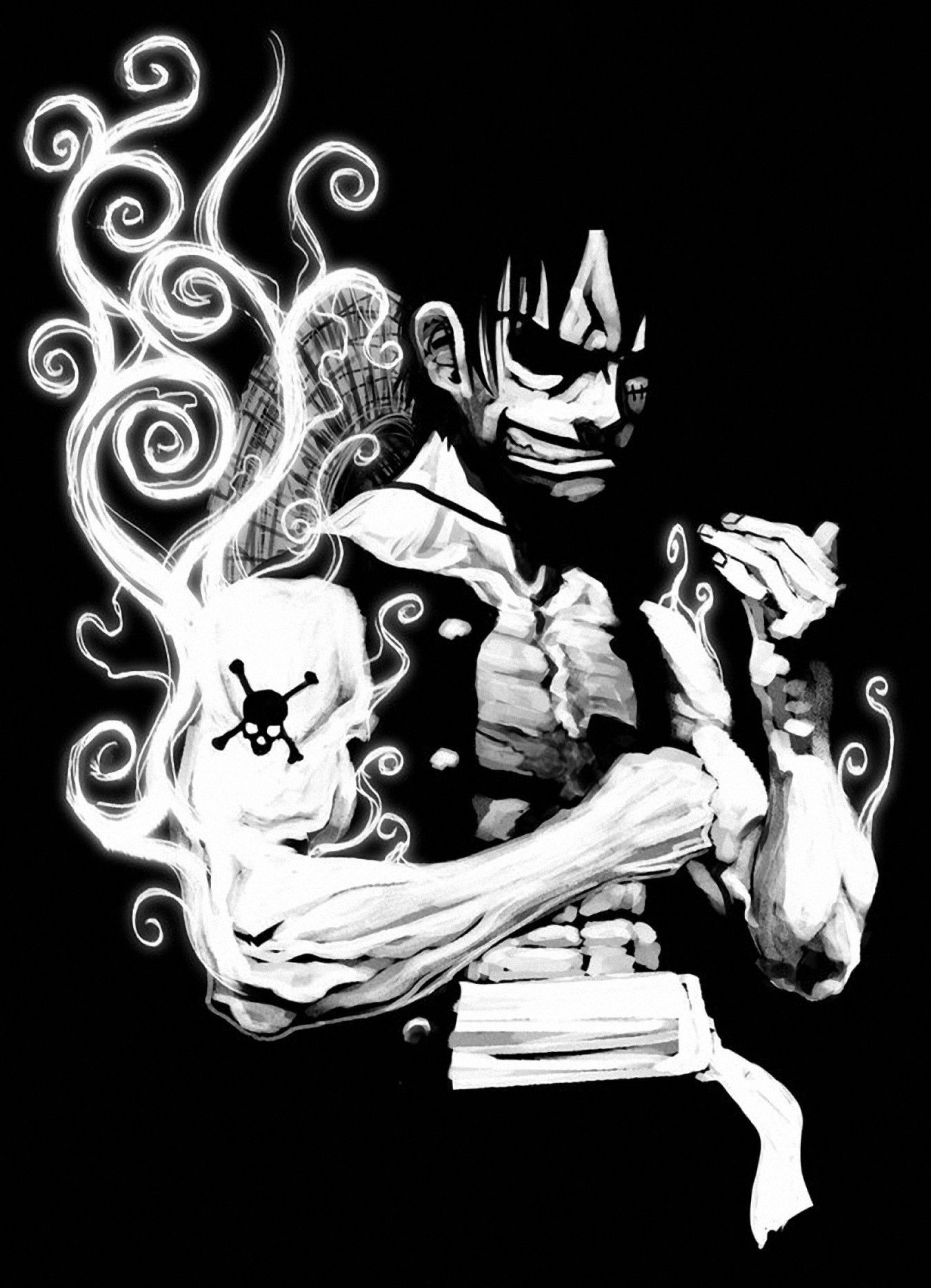 black and white one piece monkey d luffy 1350x1868 wallpaper