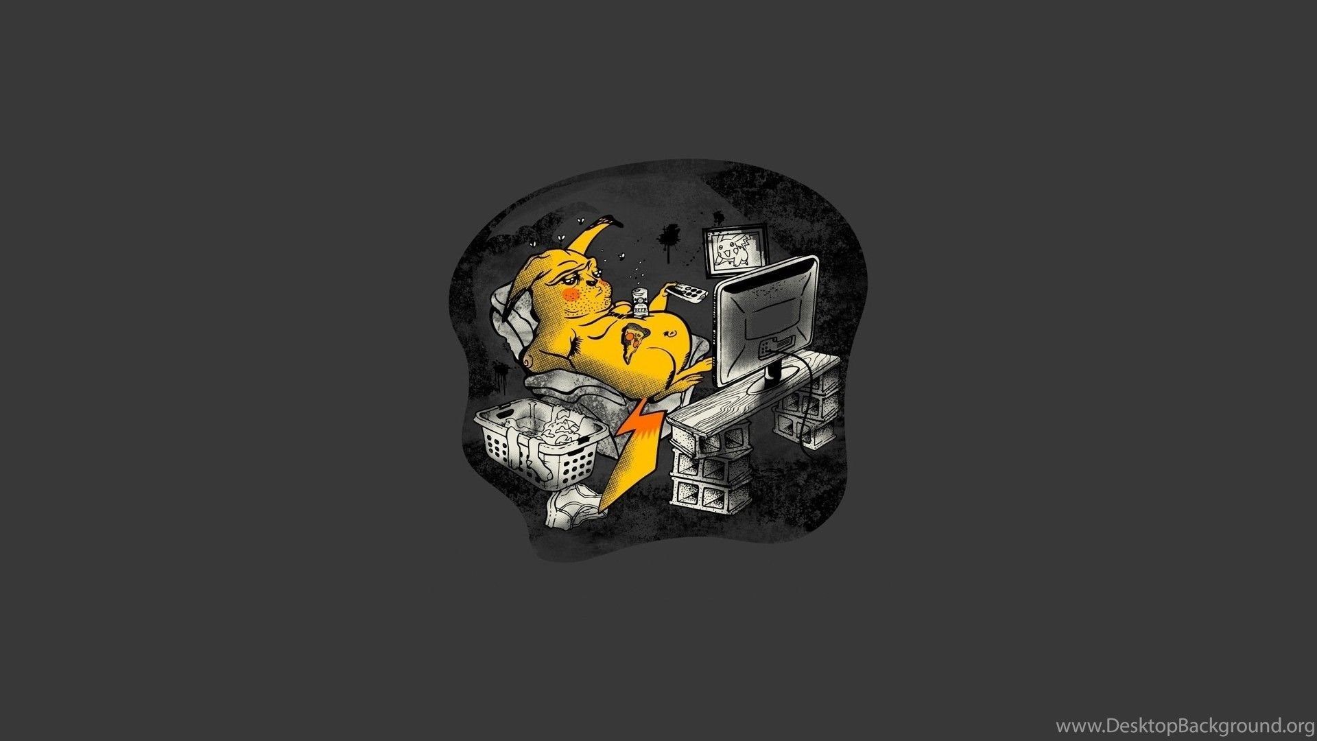 Pikachu Pokemon Abstract Cartoons Simple Wallpaper Desktop Background