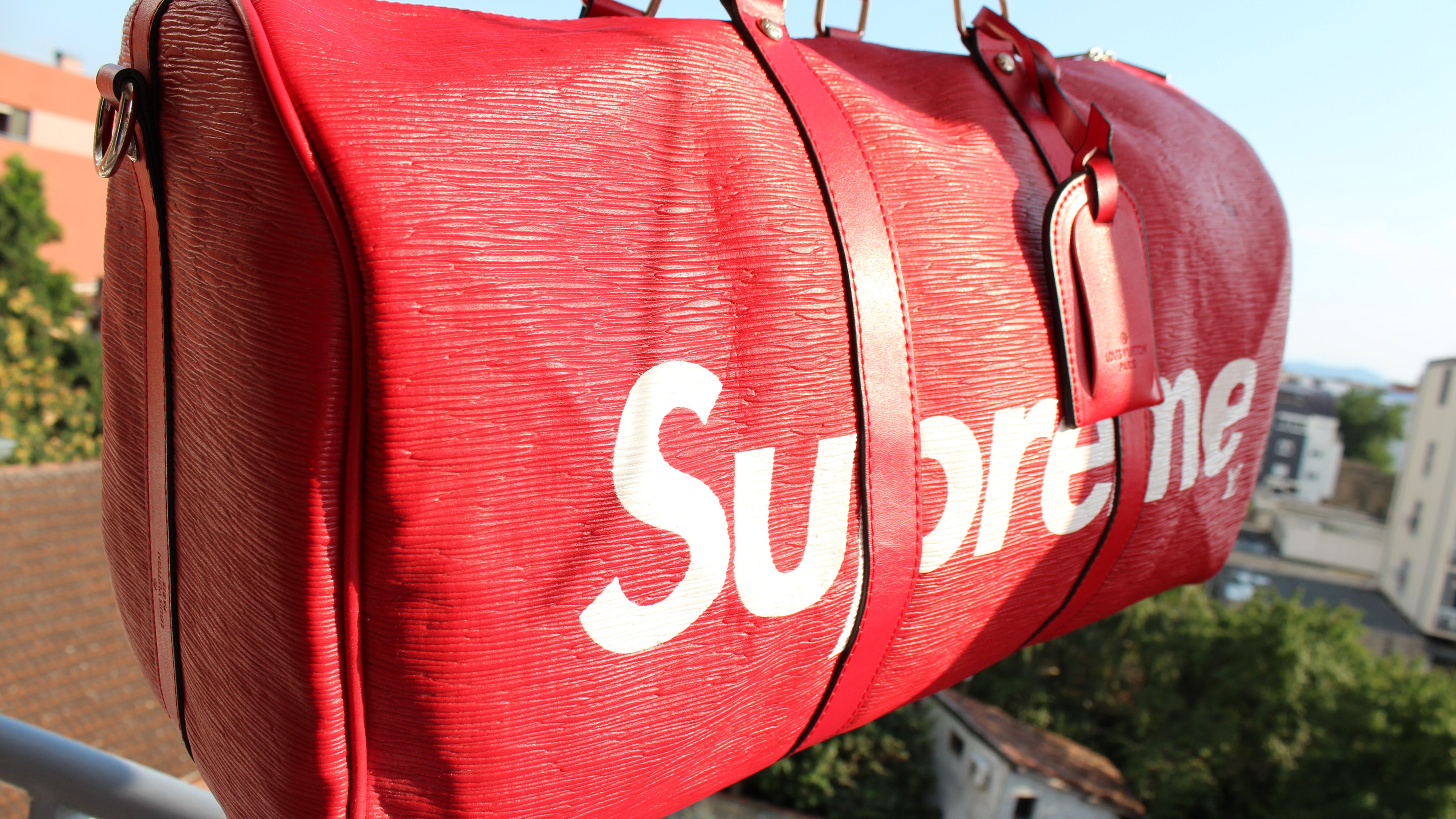 Supreme Red Bag 4K 5K HD Wallpaper