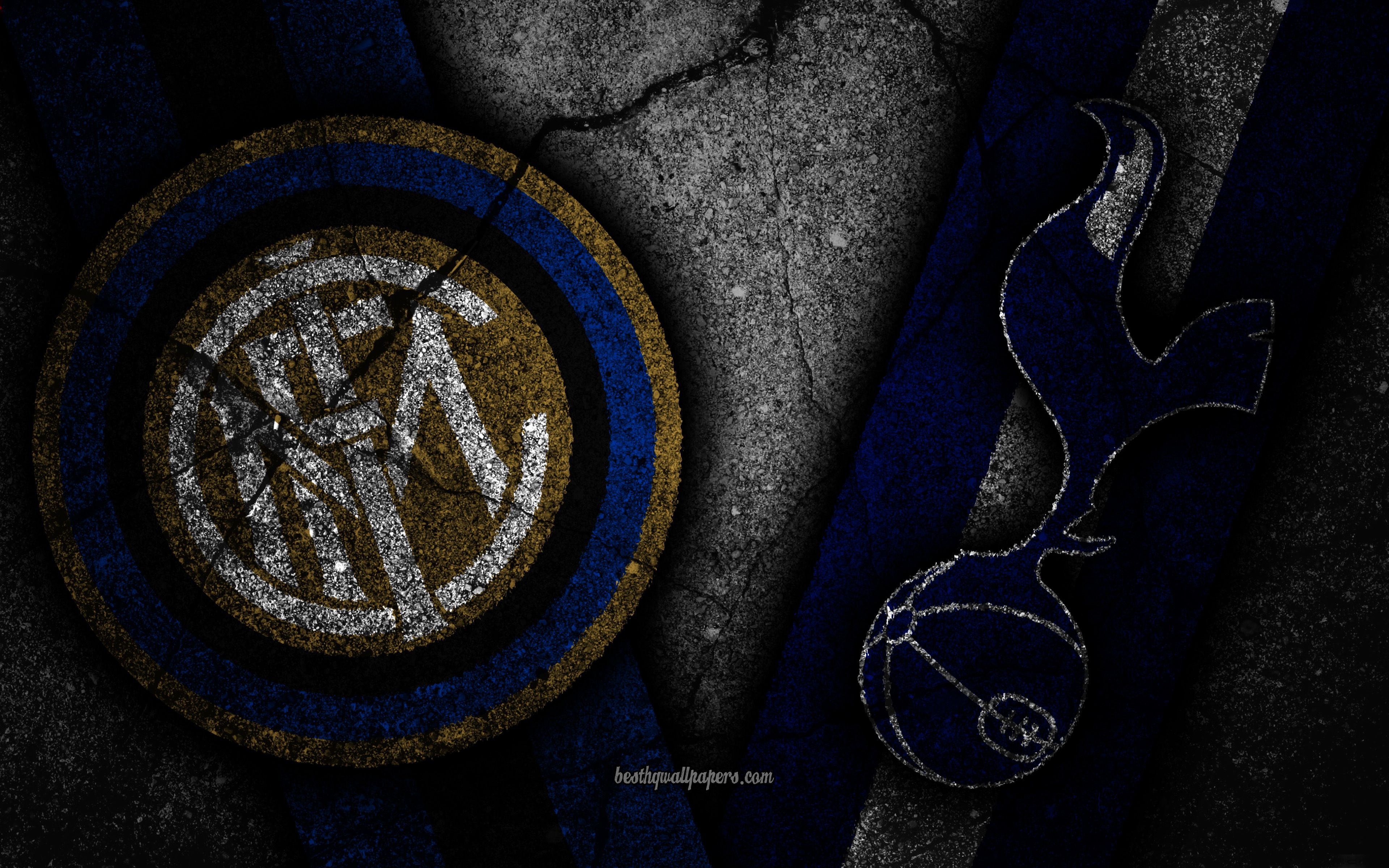 Download wallpaper Inter Milan vs Tottenham, 4k, Champions League, Group Stage, Round creative, Internazionale FC, Tottenham Hotspur FC, black stone for desktop with resolution 3840x2400. High Quality HD picture wallpaper