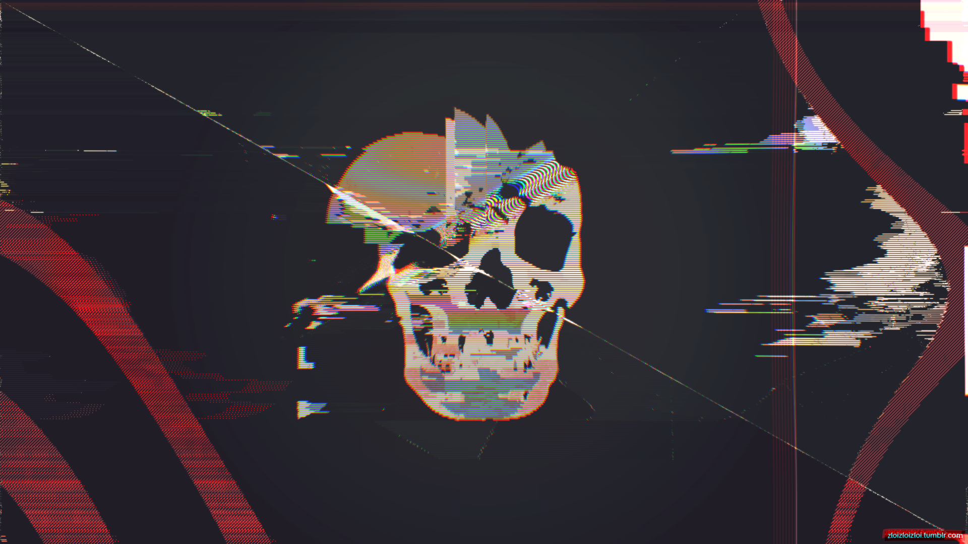 Glitch Skull Wallpaper, glitch_art