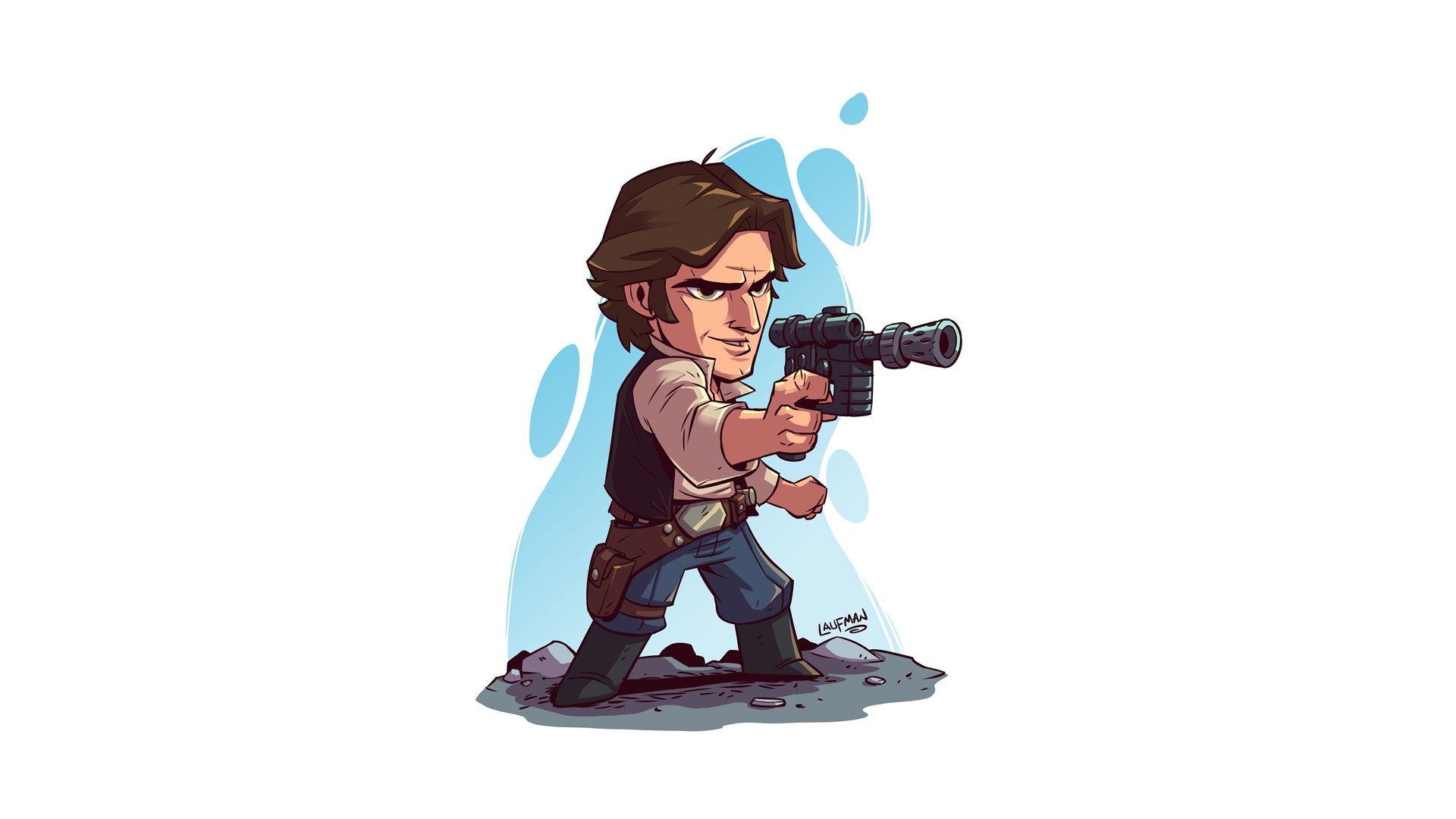 Wallpaper, Star Wars, blaster, Han Solo, white background, simple background, artwork 1920x1080