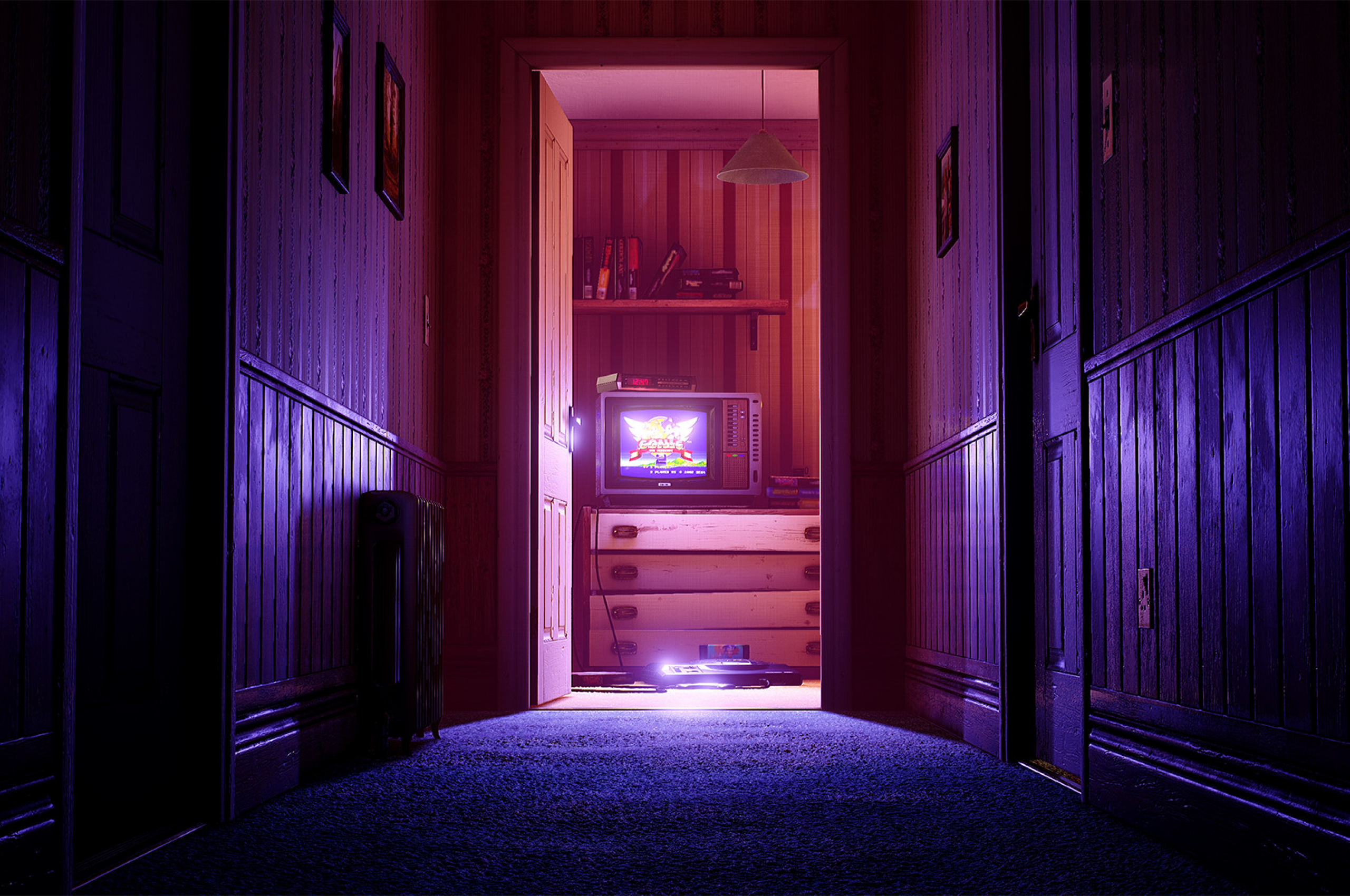 Download 2560x1700 Room, Retro Gaming, Lights Wallpaper for Chromebook Pixel