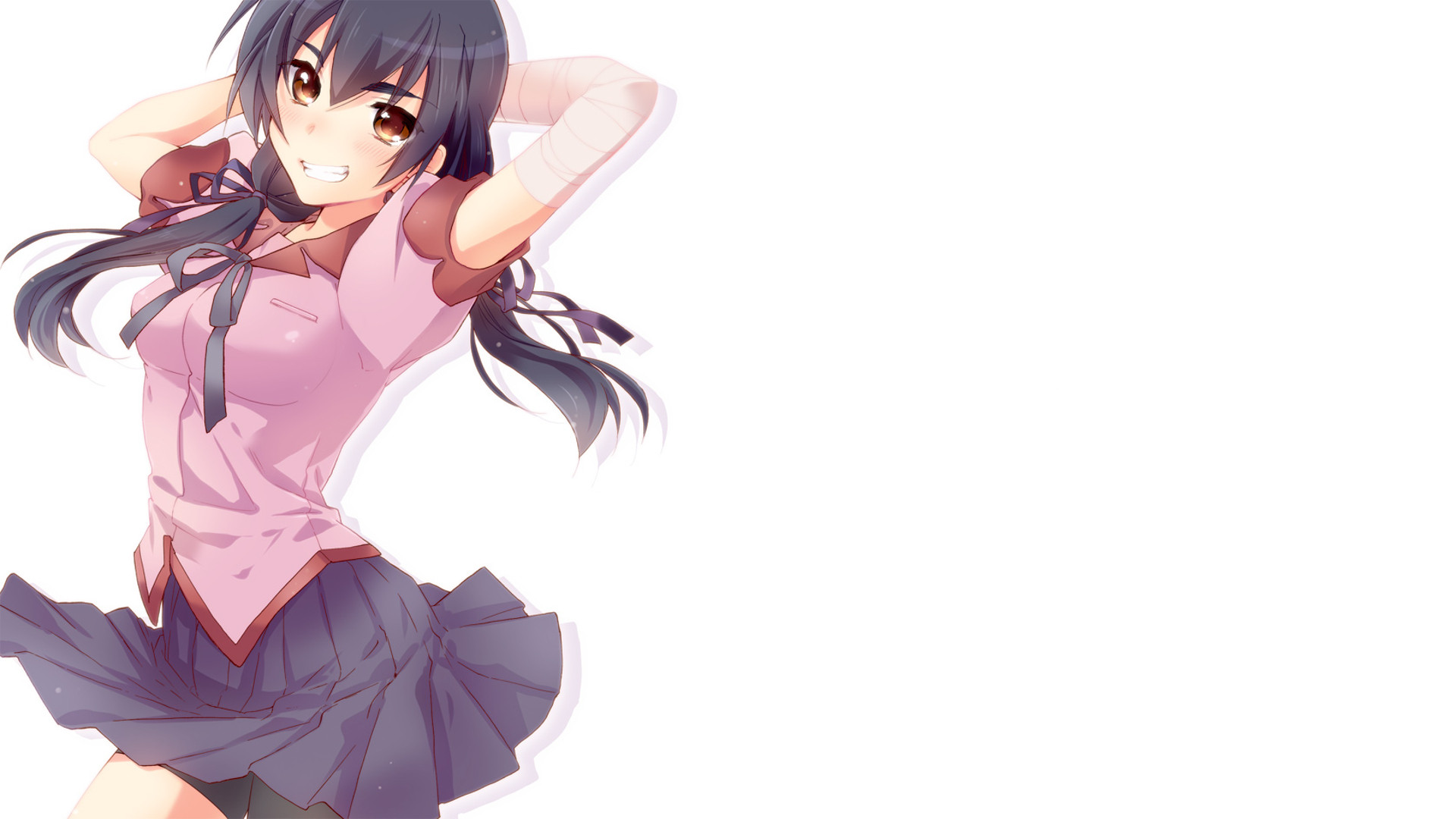 Wallpaper, illustration, Monogatari Series, anime, cartoon, Kanbaru Suruga, costume 1920x1080