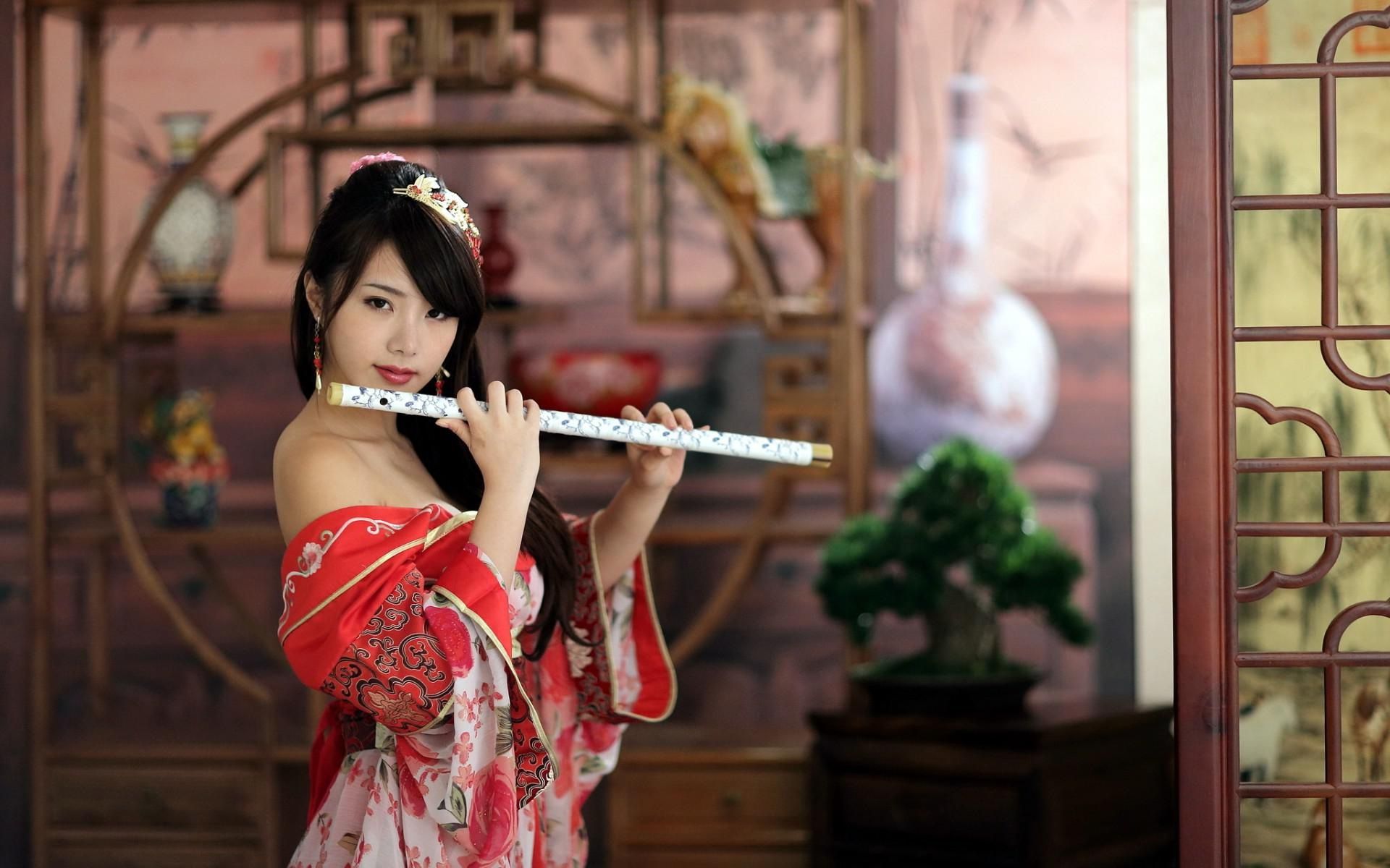 Free photo: Woman Playing Flute, Outdoors, Woman