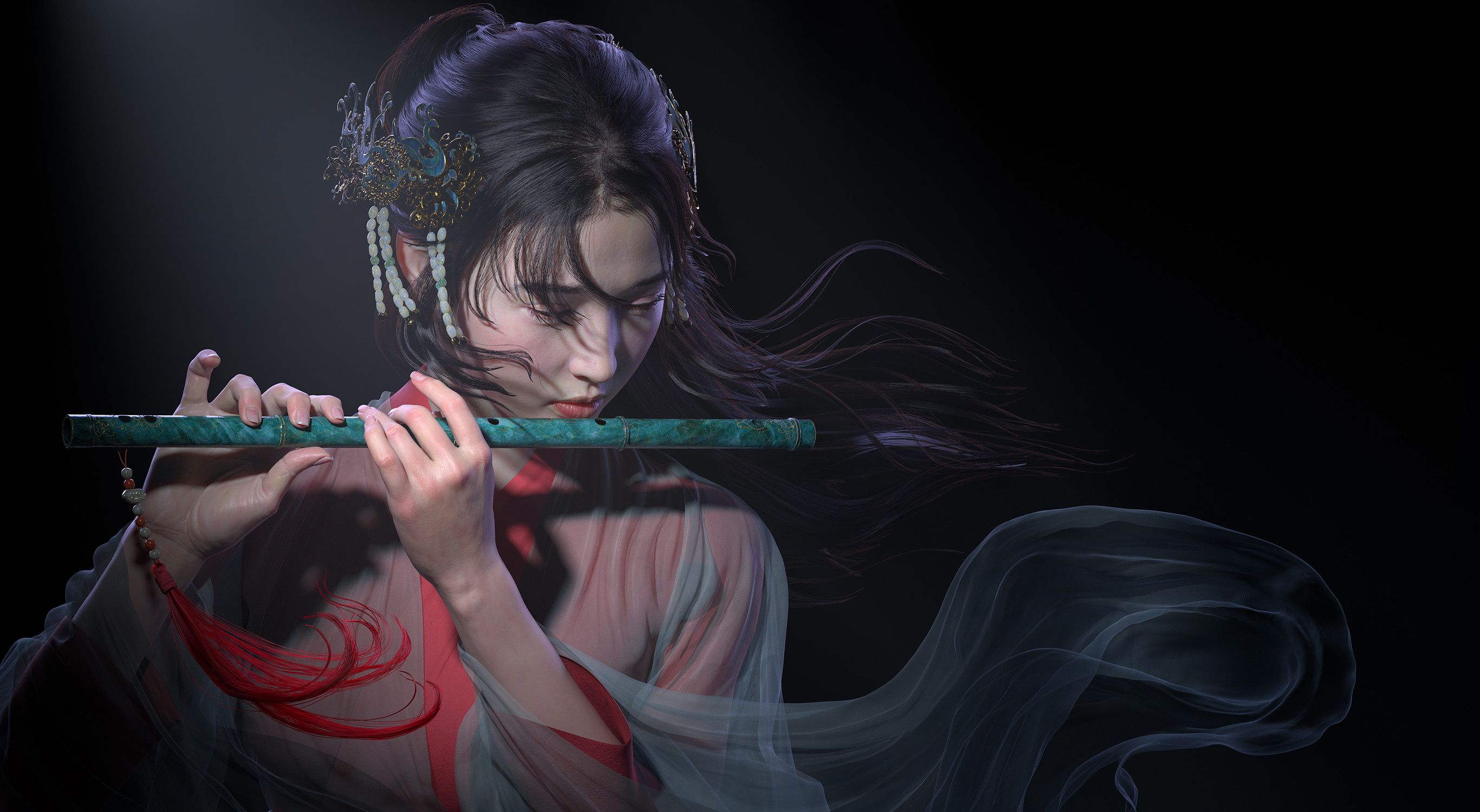 Woman Playing the Flute HD Wallpaper. Background Imagex1500