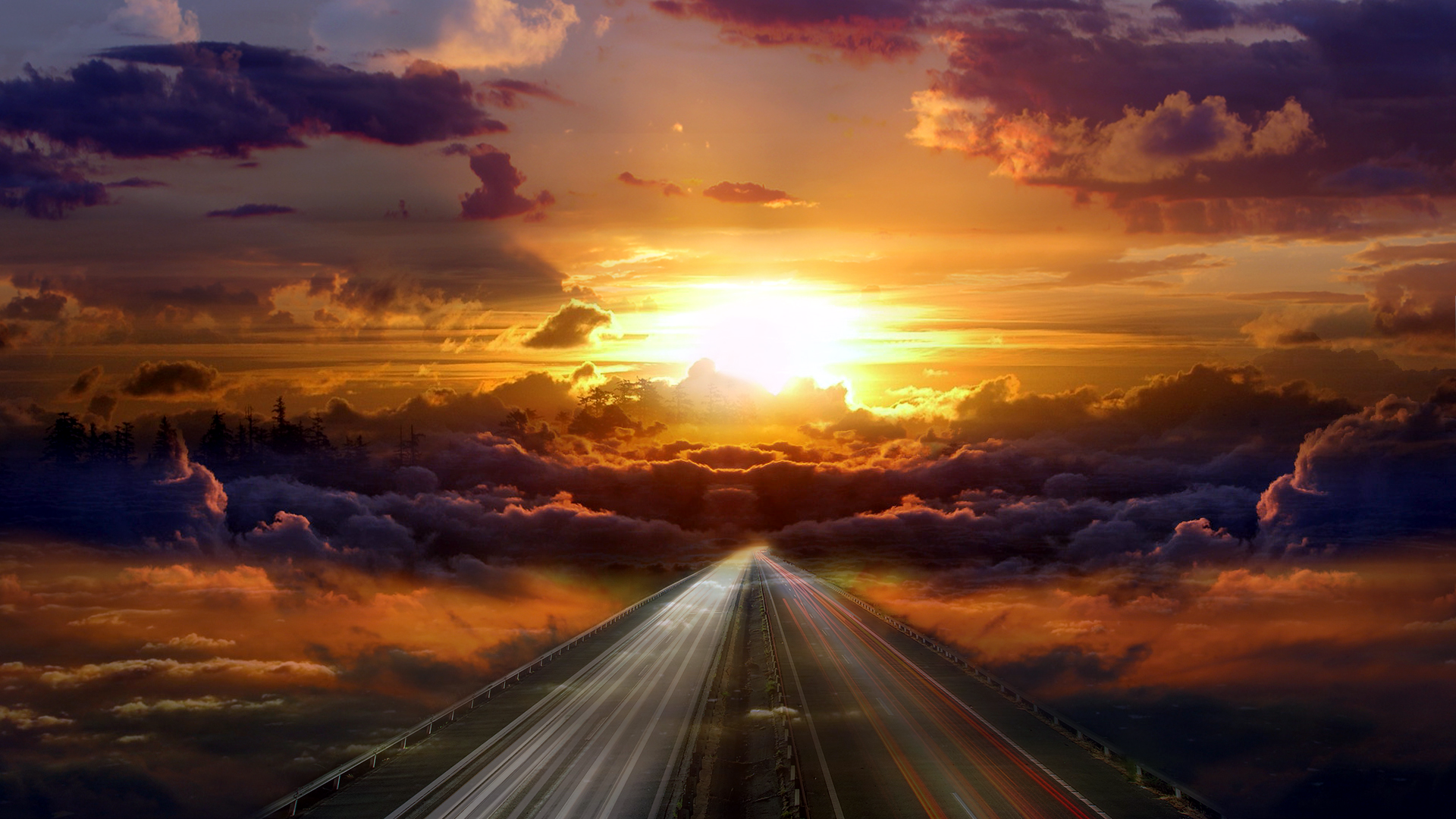 Free download Highway surrounded by clouds wallpaper 19279 [1920x1080] for your Desktop, Mobile & Tablet. Explore Heaven vs Hell Wallpaper. Heaven vs Hell Wallpaper, Heaven and Hell Wallpaper, Heaven