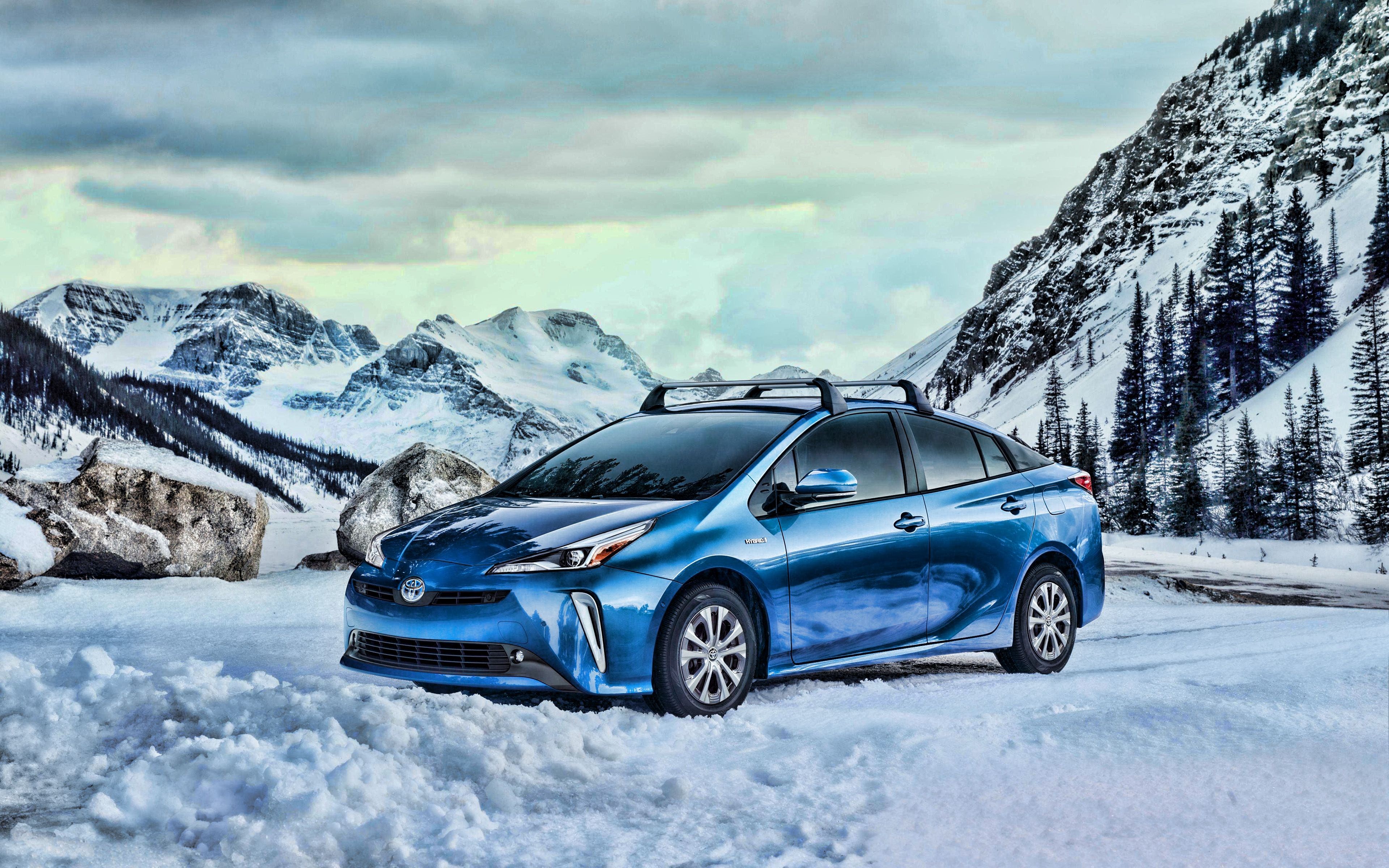 Download wallpaper 4k, Toyota Prius Limited, winter, 2019 cars, blue Prius, offroad, car in snowdrifts, 2019 Toyota Prius, japanese cars, Toyota for desktop with resolution 3840x2400. High Quality HD picture wallpaper