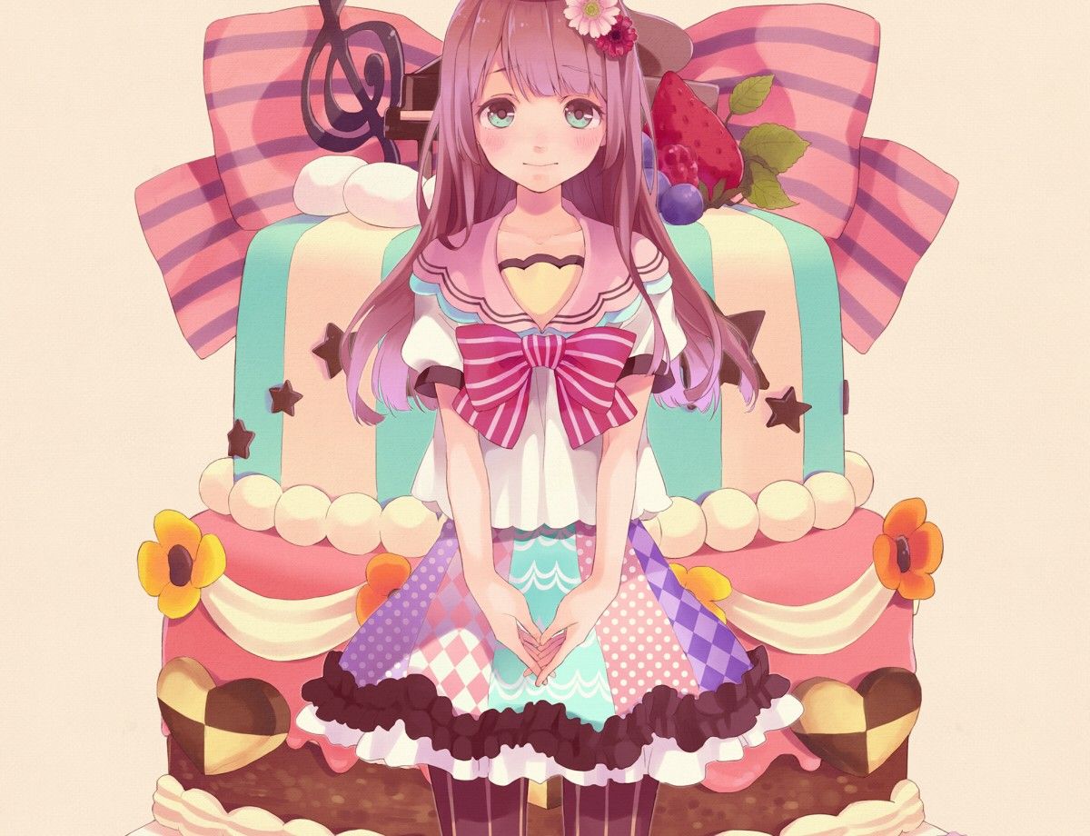 Cute Anime Kids Eat Cakes Desktop Wallpaper - Anime Wallpapers