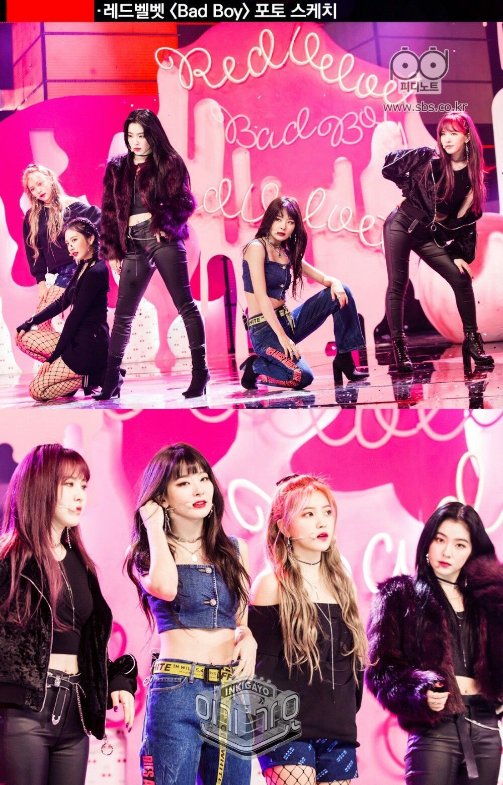 Red velvet bad boy. Beludru merah, Selebritas, Kostum