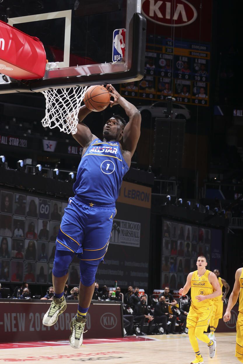 Zion Williamson NBA All Star Game Action Photo NBA All Star. New Orleans Pelicans