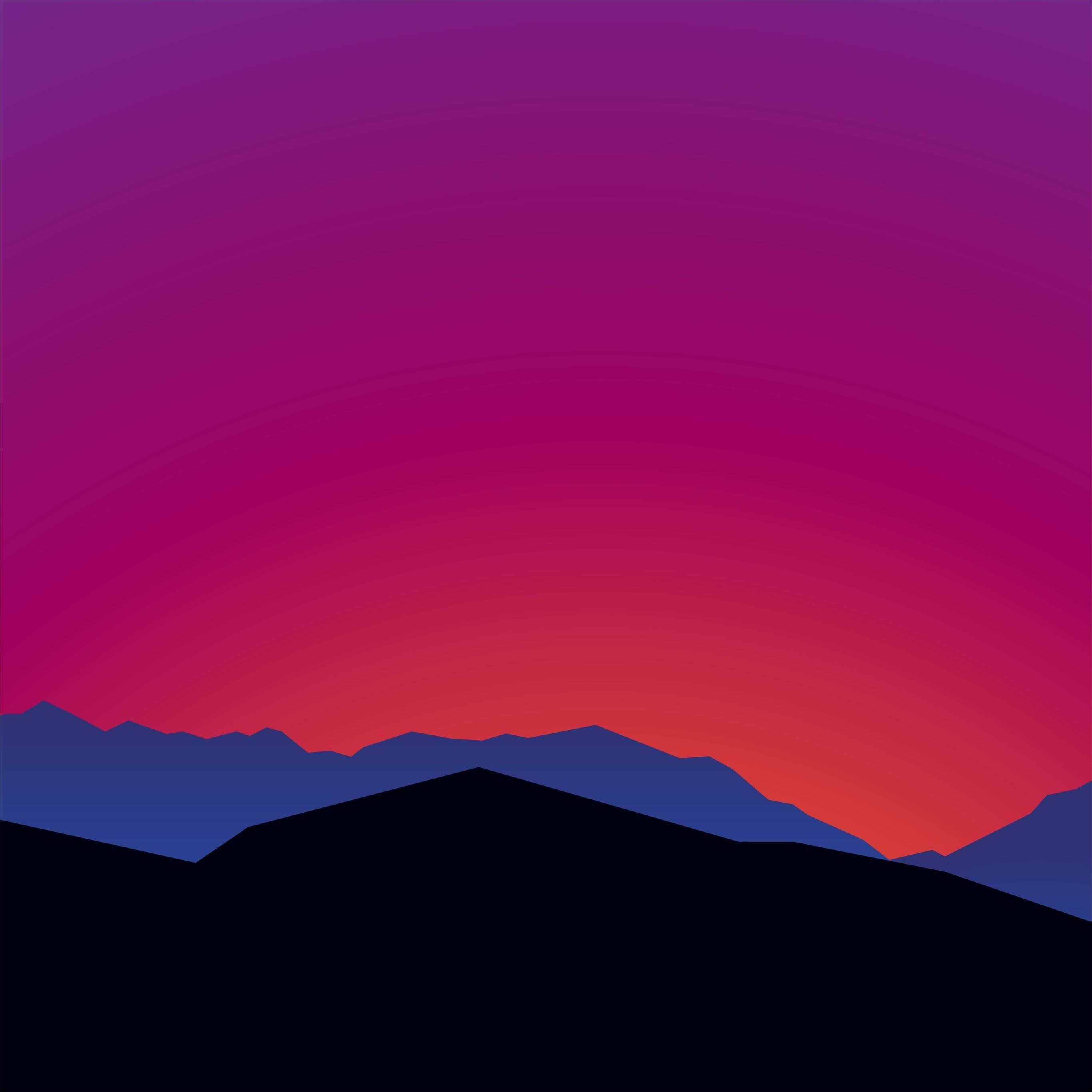 mountain landscape sunset minimalist 15k iPad Pro Wallpaper Free Download