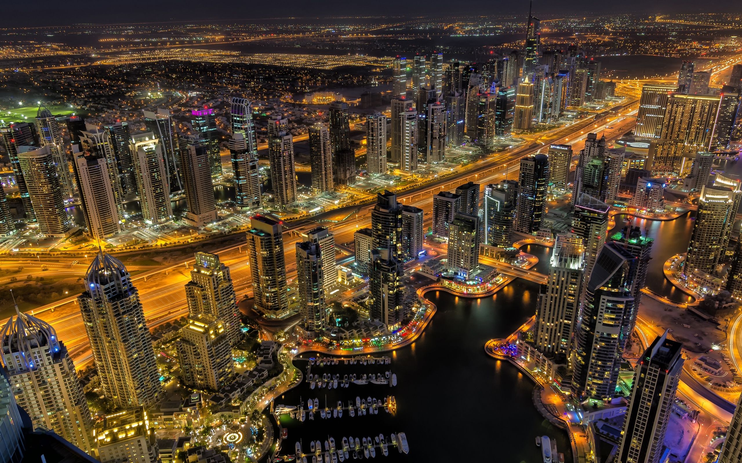 City, Dubai, Night, Skyscrapers Wallpaper & Background Image