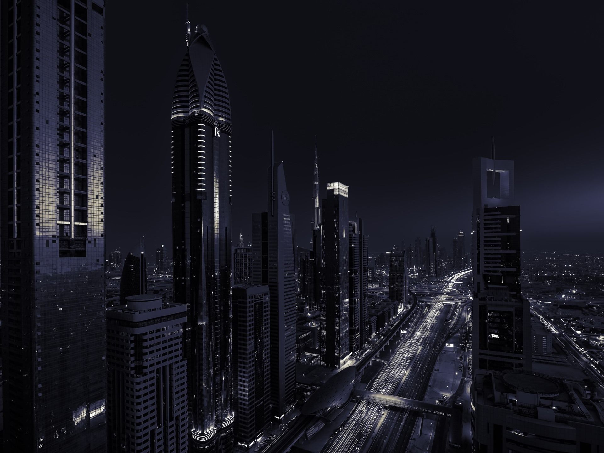 Dubai, UAE, Skyscrapers, Night, Black And White Picture 750x1334 IPhone 8 7 6 6S Wallpaper, Background, Picture, Image