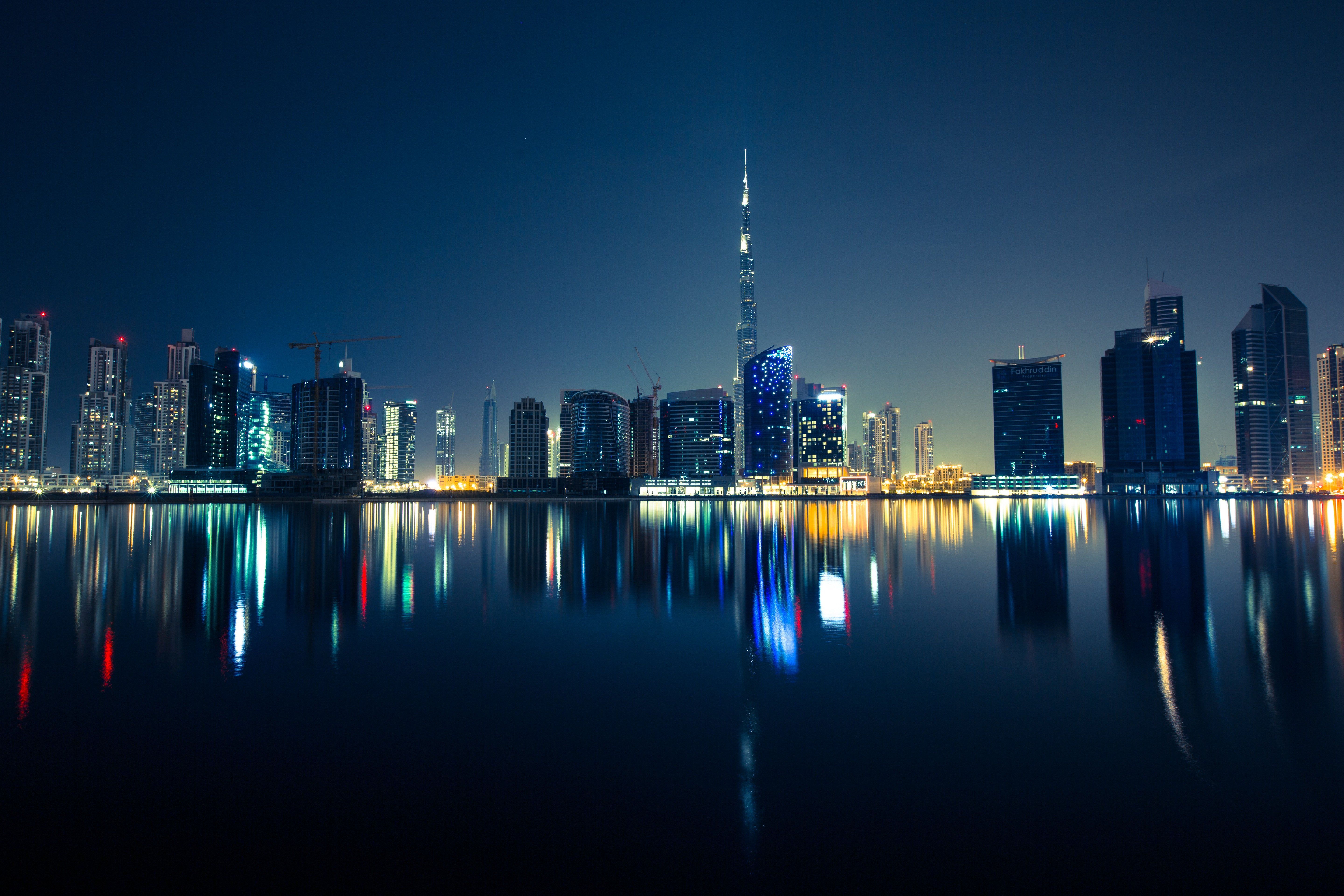 Wallpaper 4k Dubai Skyscrapers Emirates UAE Night 5k
