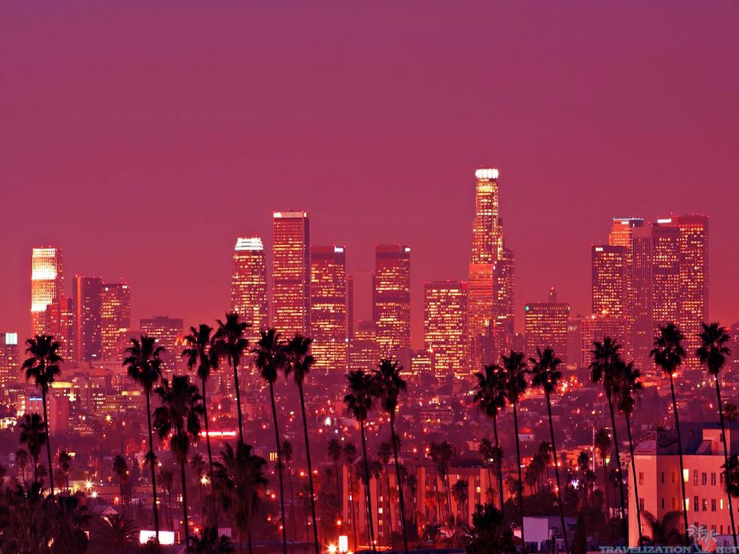 Los Angeles Skyline Sunset Wallpaper