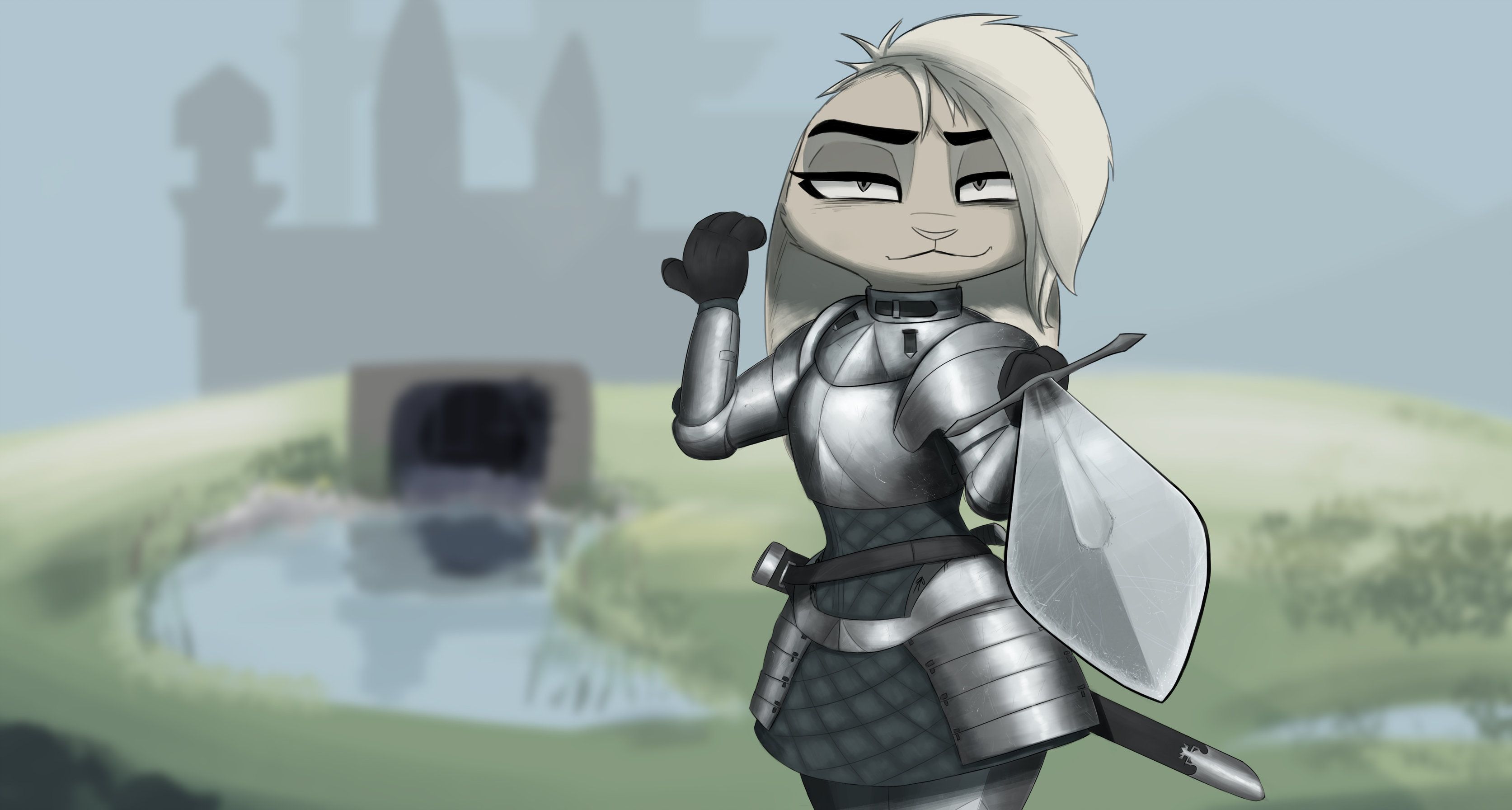 Bunny, Warrior, Armor, Sword, Girl wallpaper