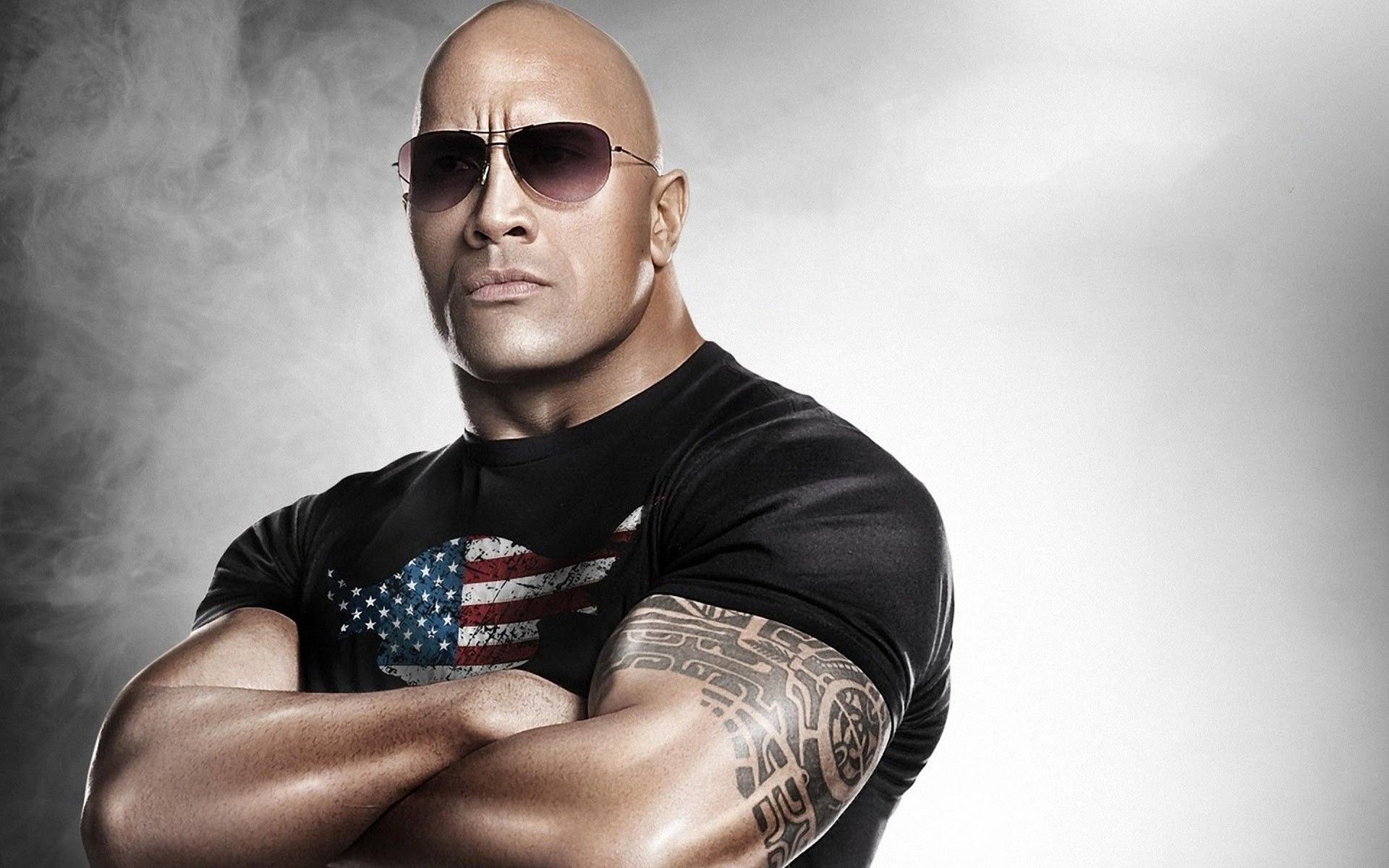 Dwayne Johnson Actor American Tattoo Sunglasses Bald Wallpaper:1920x1200