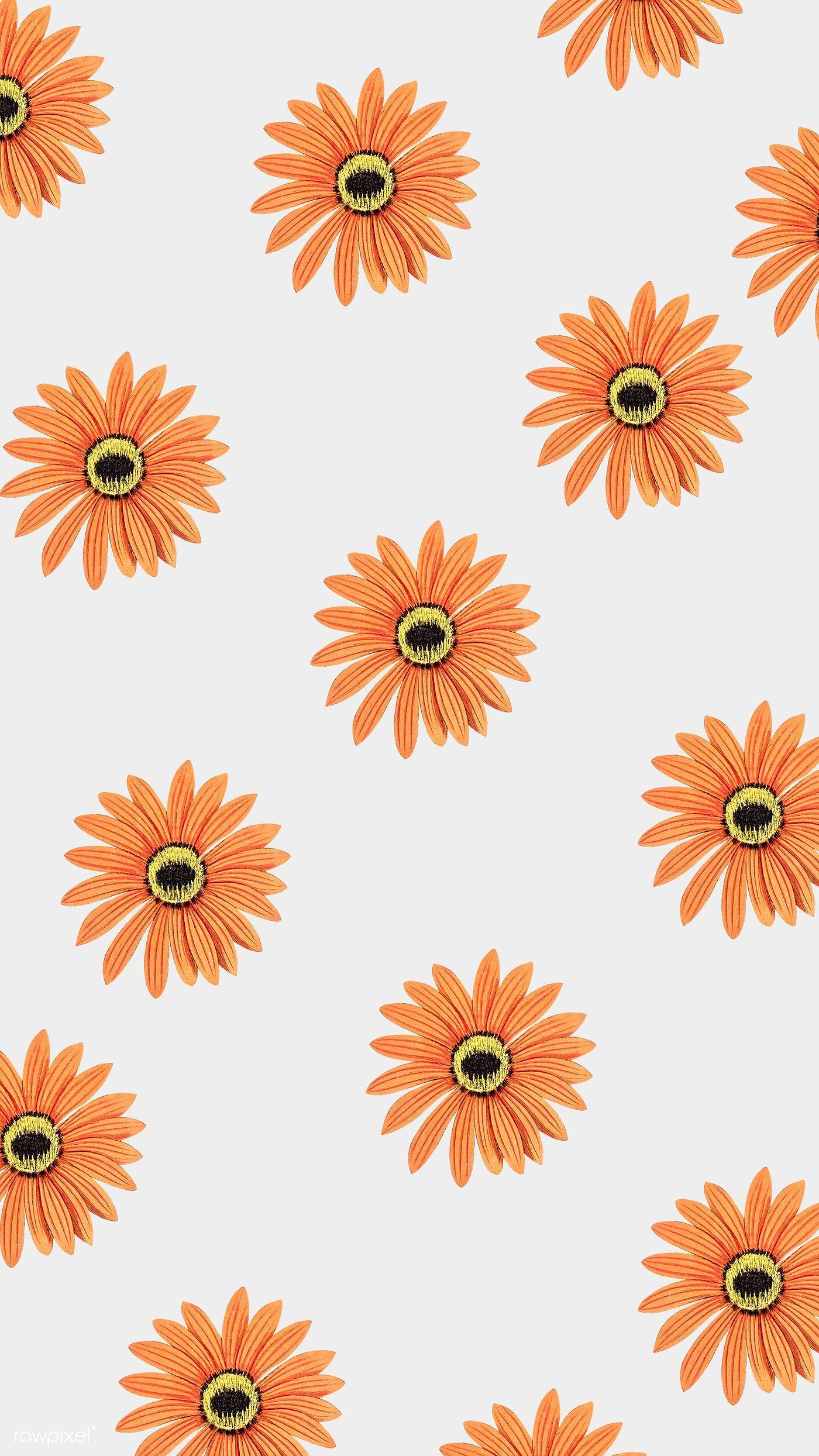 Download premium illustration of Orange gerbera patterned mobile wallpaper. Orange wallpaper, Cute wallpaper, iPhone background wallpaper