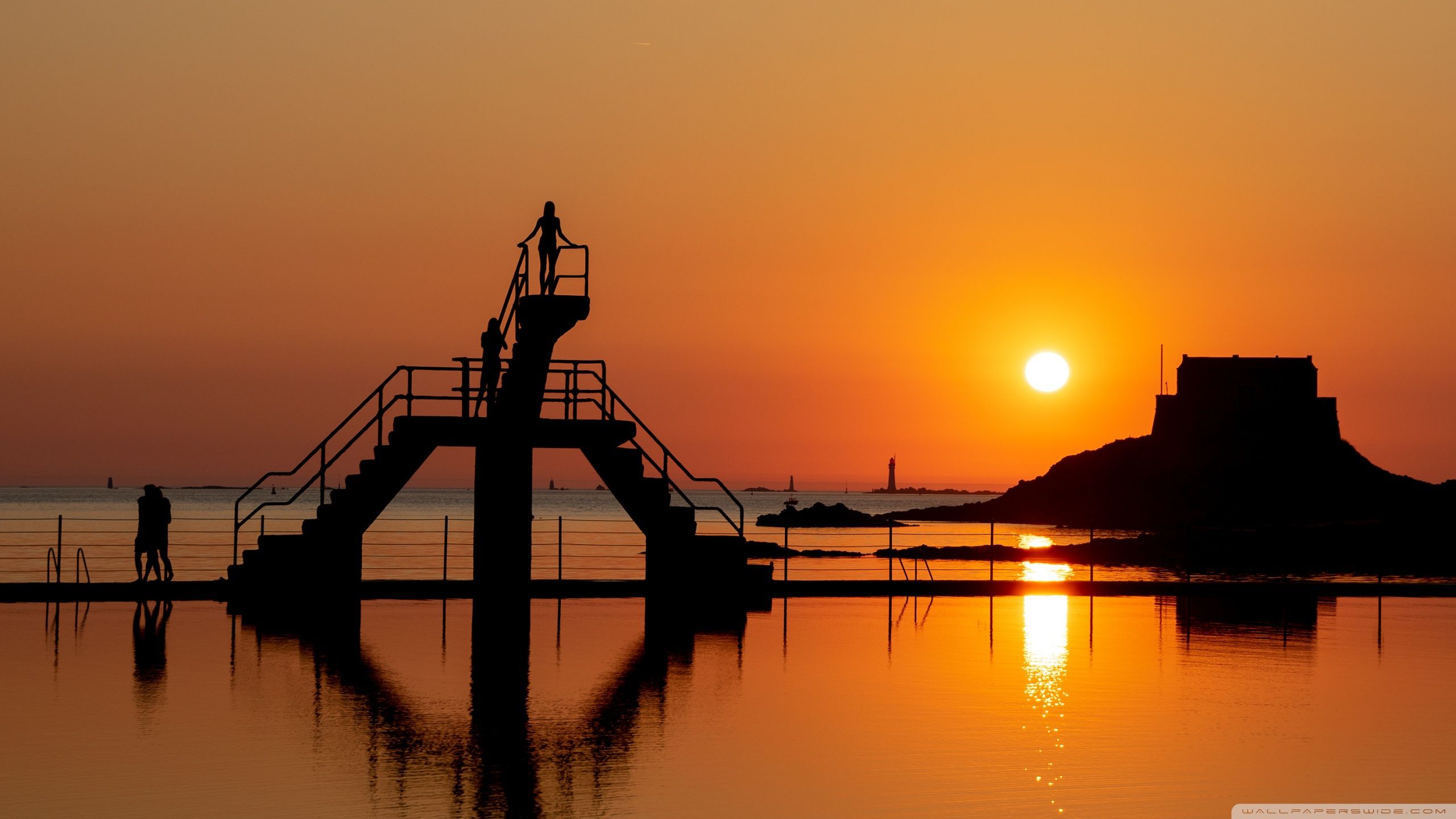 Ready to Jump into Swimming Pool, Orange Sunset, Summer Ultra HD Desktop Background Wallpaper for 4K UHD TV, Widescreen & UltraWide Desktop & Laptop, Tablet