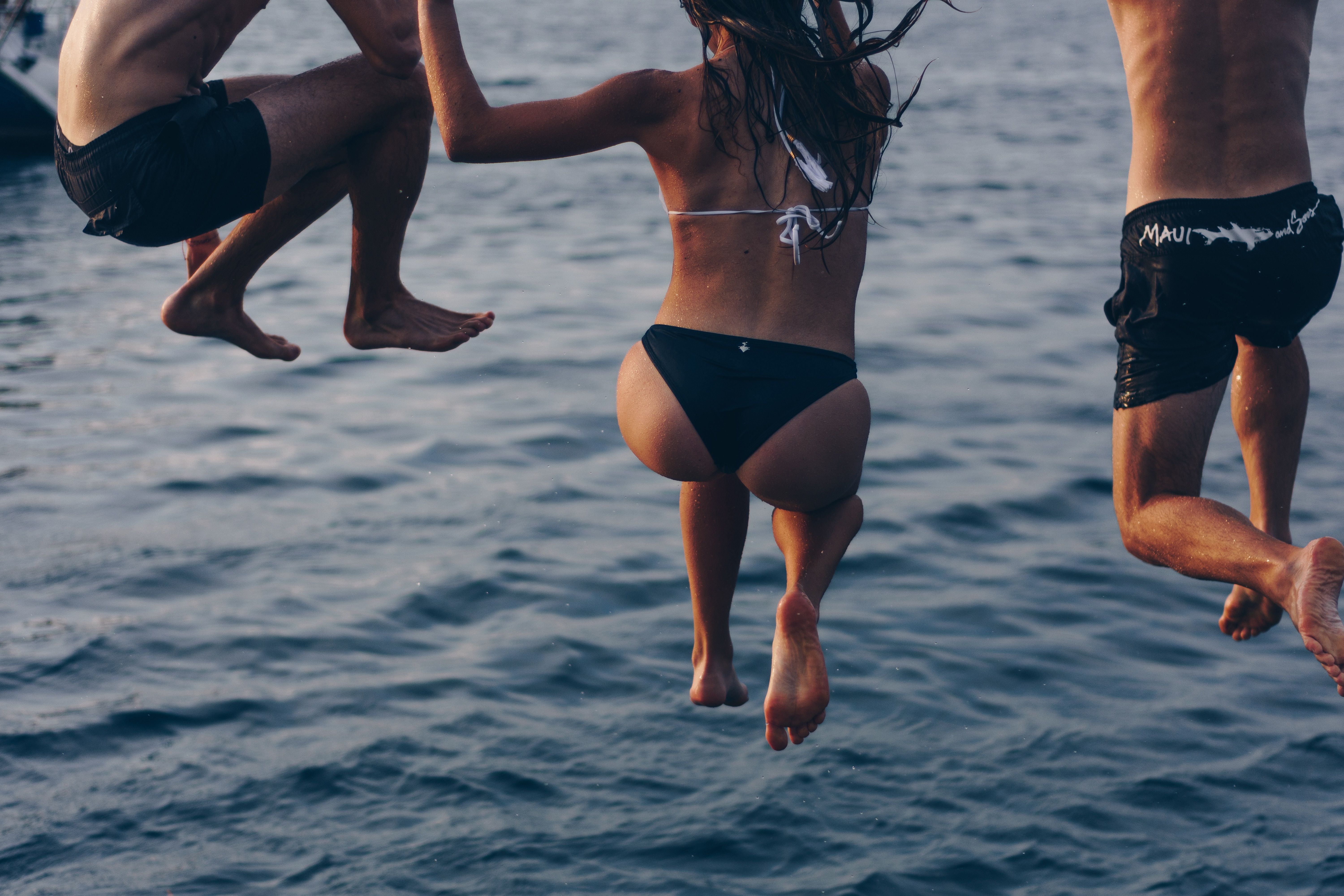 6000x4000 #jump, #summer, #jumping, #move, #leap, #people, #swimwear, #Public domain image, #friends, #swimsuit, #fun, #man, #summer wallpaper, #summer background, #person, #relaxation, #woman, #freedom, #water, #wallpaper, #caucasian