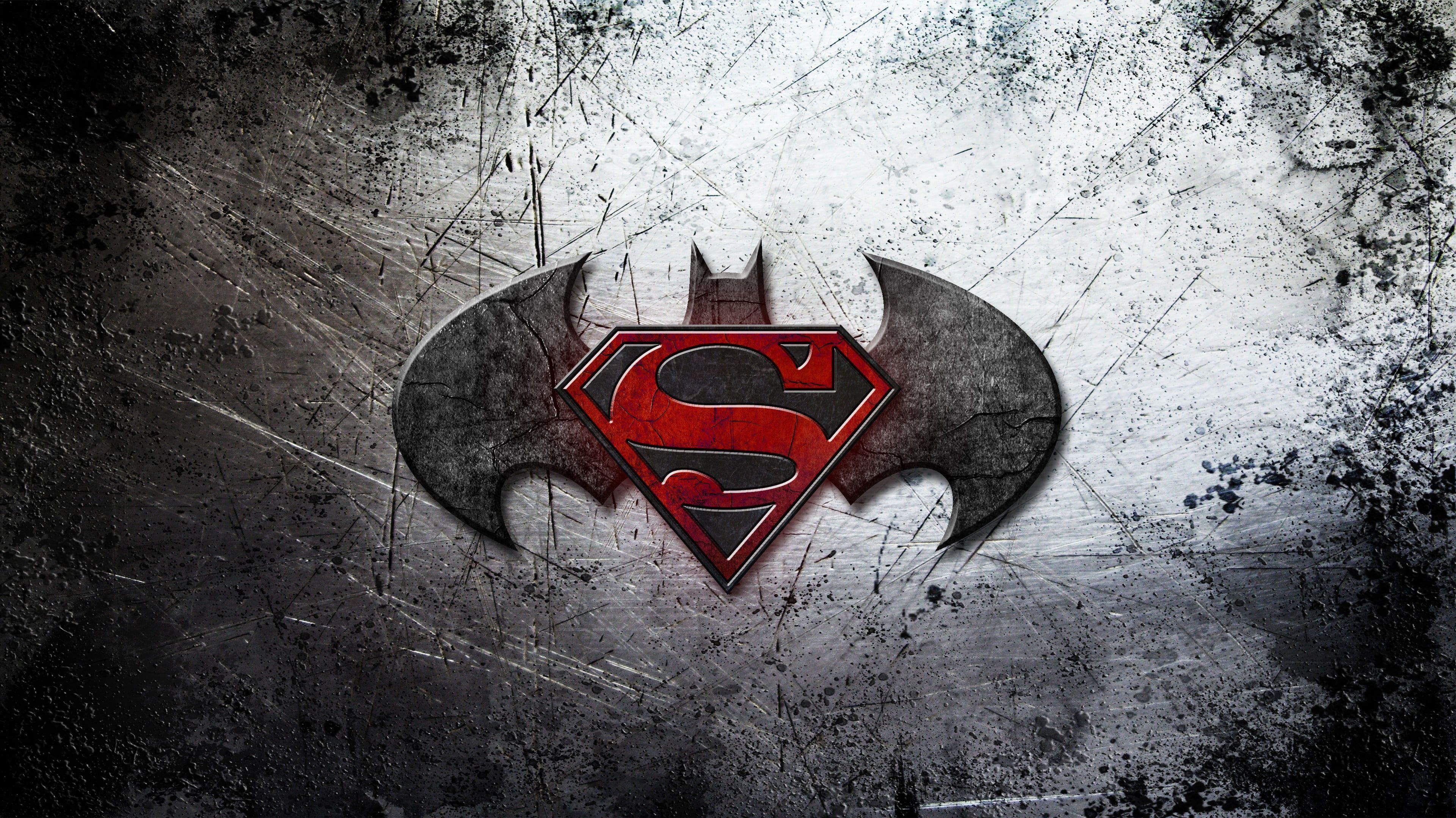 Batman and Superman logo digital wallpaper #movies Batman v Superman: Dawn of Justice K #wallpaper. Superman HD wallpaper, Superman wallpaper, Batman wallpaper