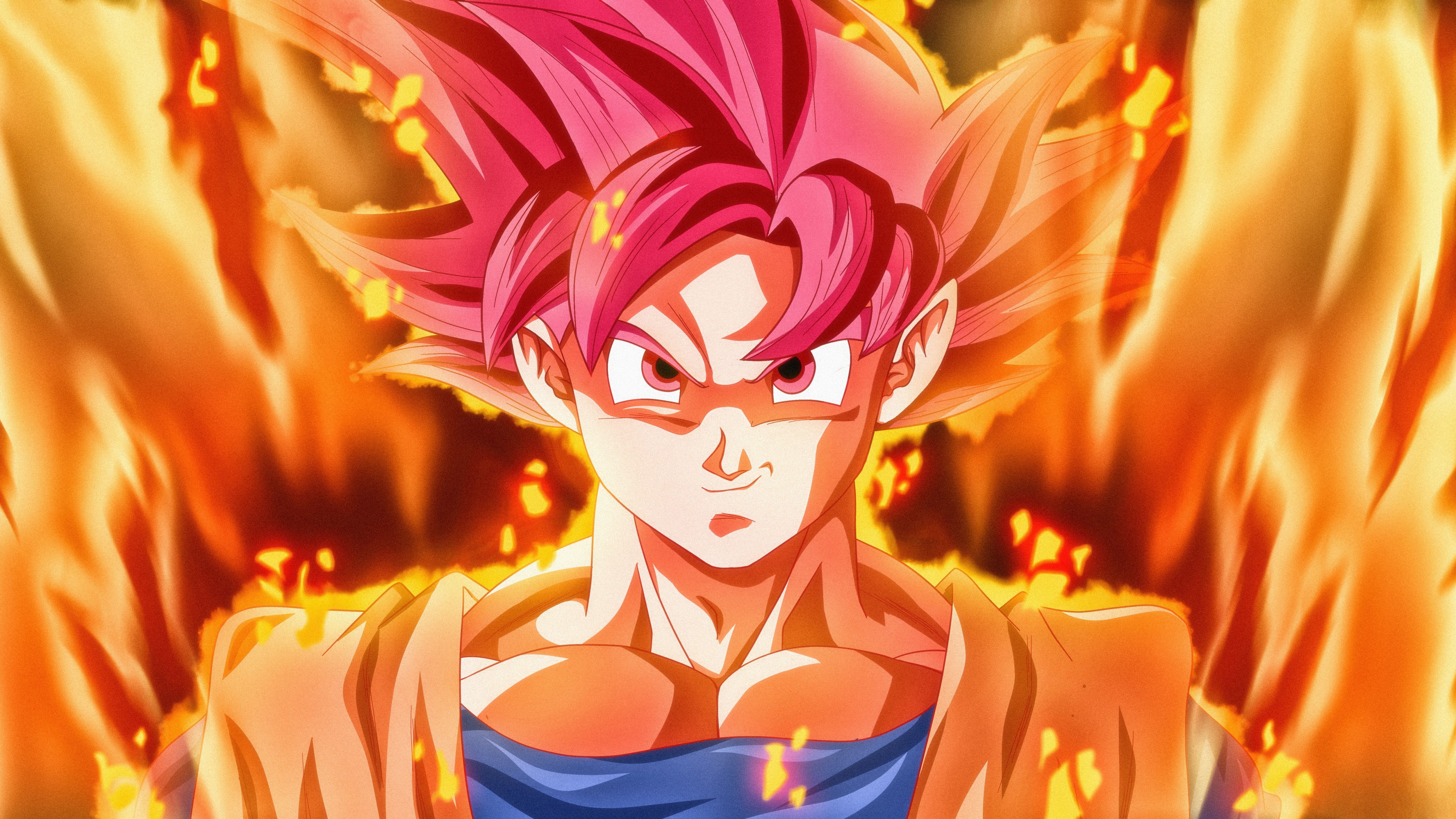 Super Saiyan God 4K Wallpaper, Goku, Dragon Ball Super, 5K, Anime
