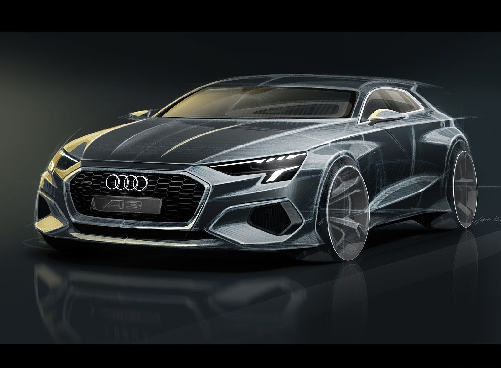 Audi A3 Sportback Design Sketch Wallpaper