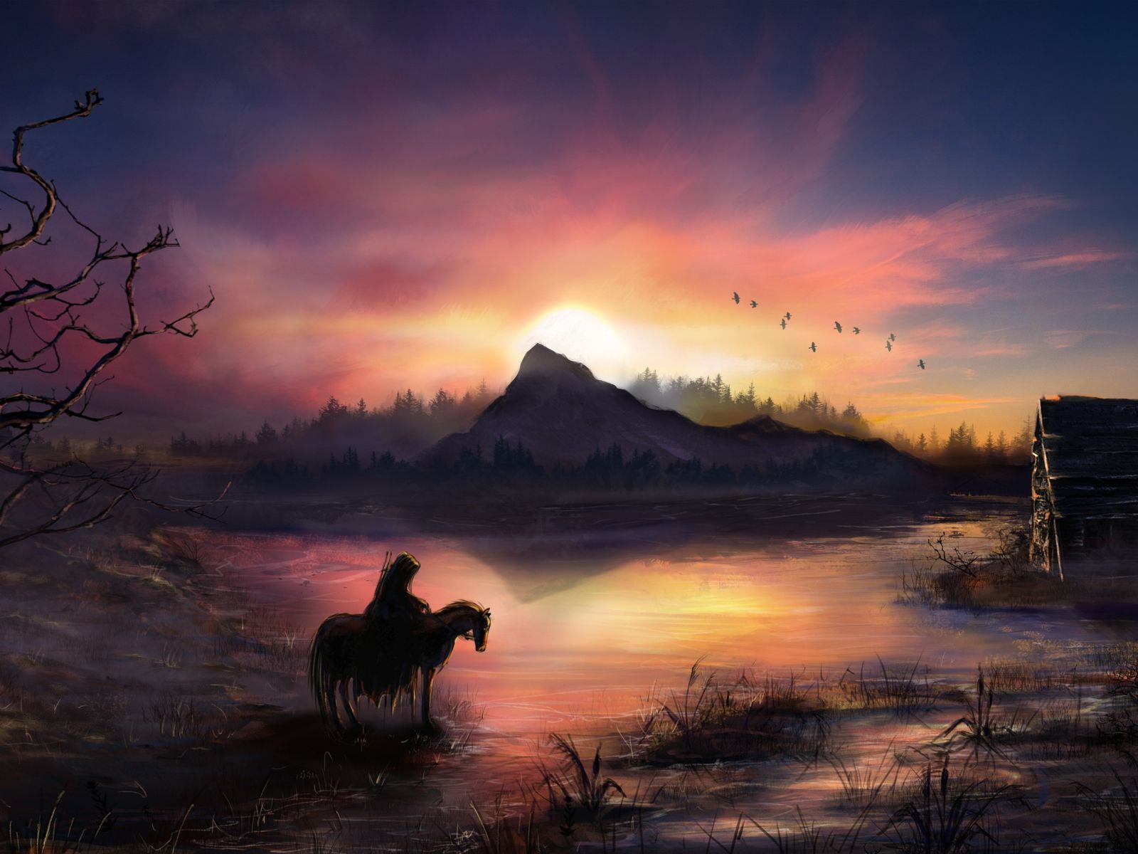 Warrior On Horse Sunrise Nature Fantasy 4k Wallpaper, 1600x1200 Resolution HD 4k Wallpaper, Image, Background, Photos and Picture