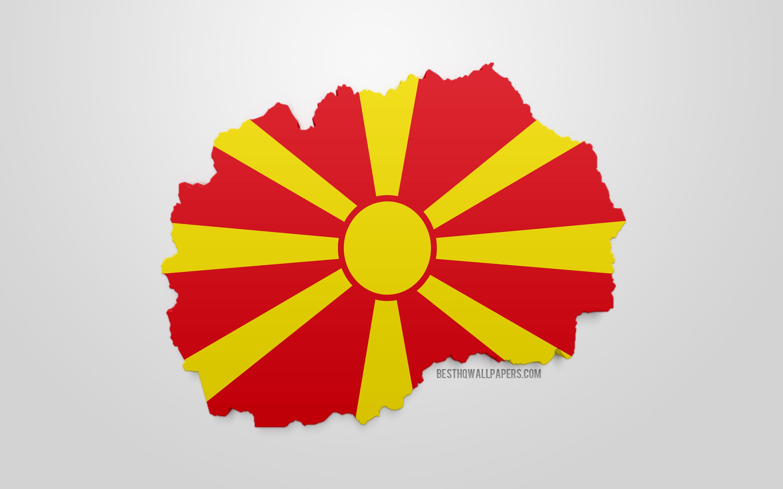Download wallpaper 3D flag of North Macedonia, map silhouette of North Macedonia, 3D art, North Macedonia 3D flag, Europe, North Macedonia, geography, North Macedonia 3D silhouette for desktop with resolution 2560x1600. High