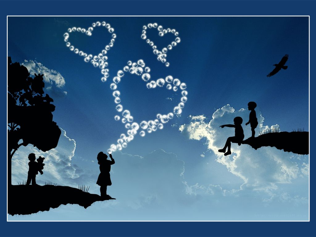 Free Web: Blue love in the sky wallpaper, cool sky wallpaper
