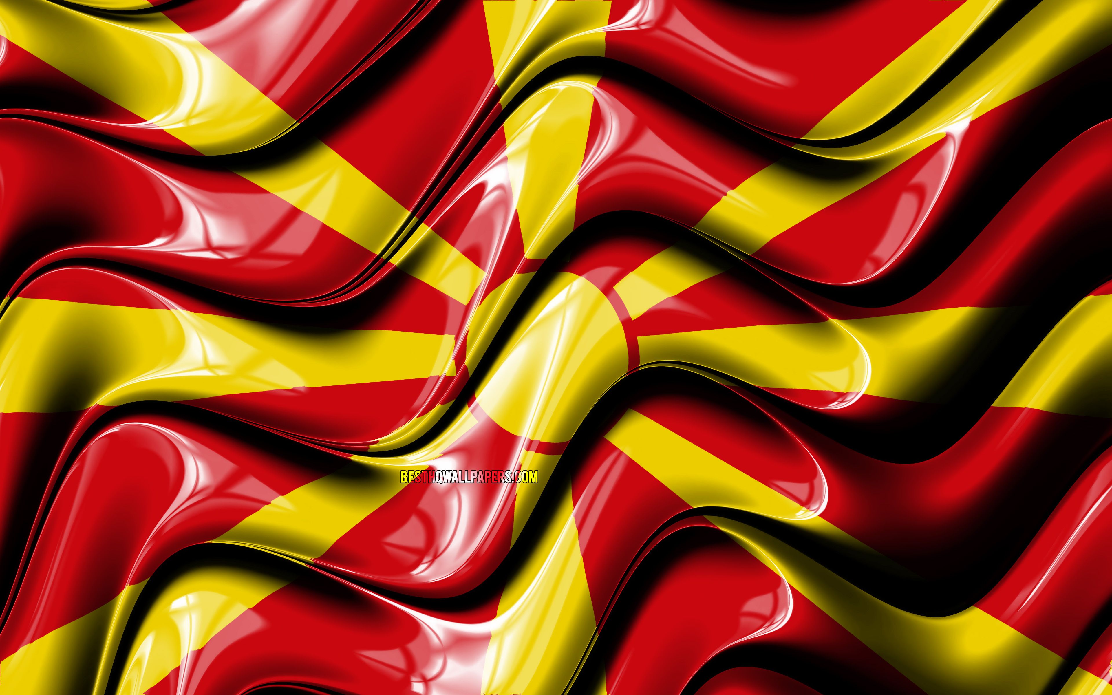 Download wallpaper Macedonian flag, 4k, Europe, national symbols, Flag of North Macedonia, 3D art, North Macedonia, European countries, North Macedonia 3D flag for desktop with resolution 3840x2400. High Quality HD picture wallpaper