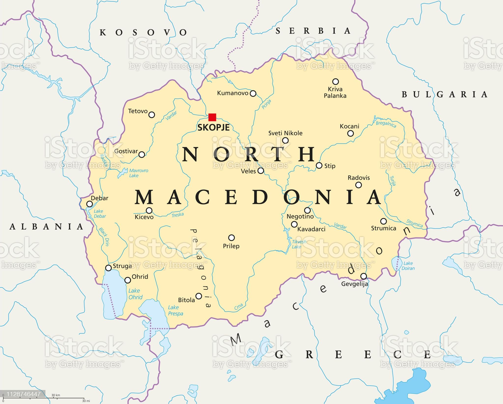 North Macedonia political map