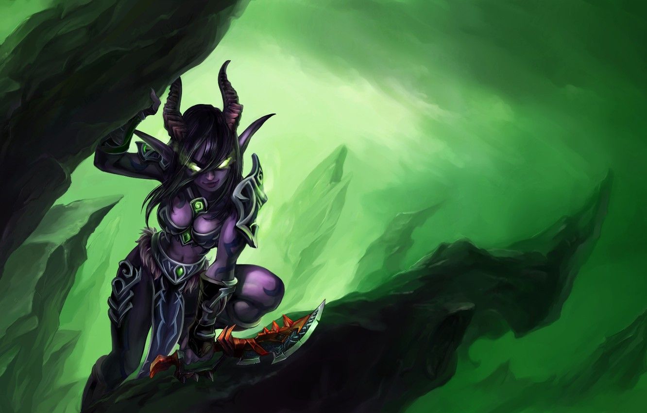 Wallpaper the demon, WoW, World of Warcraft, Legion, demon hunter, Demon Hunter image for desktop, section игры