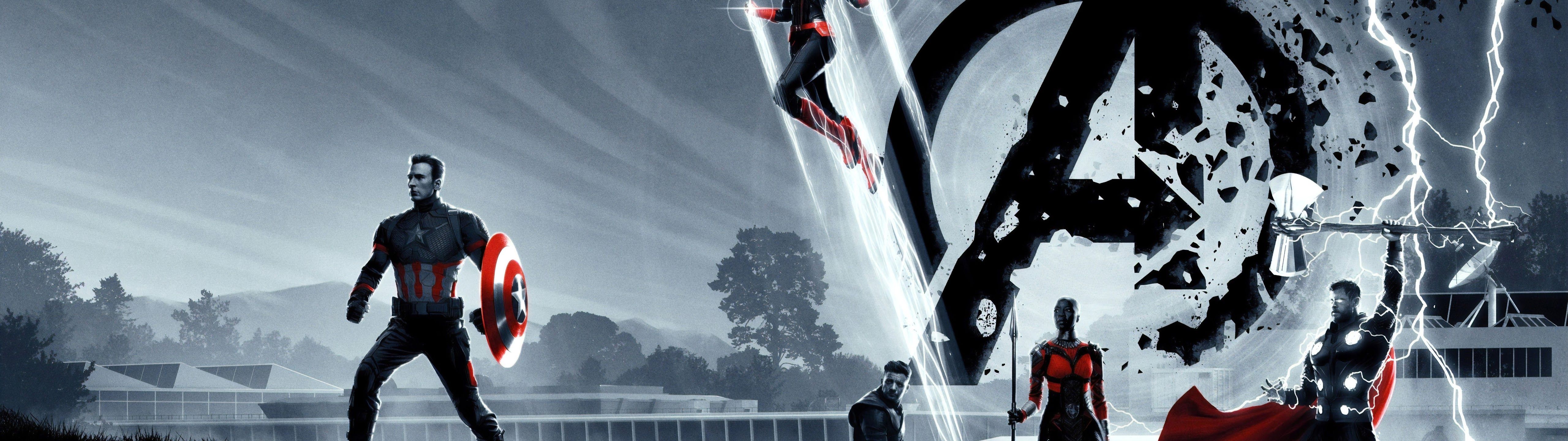 Avengers: Endgame Captain America Captain Marvel 8K Wallpaper