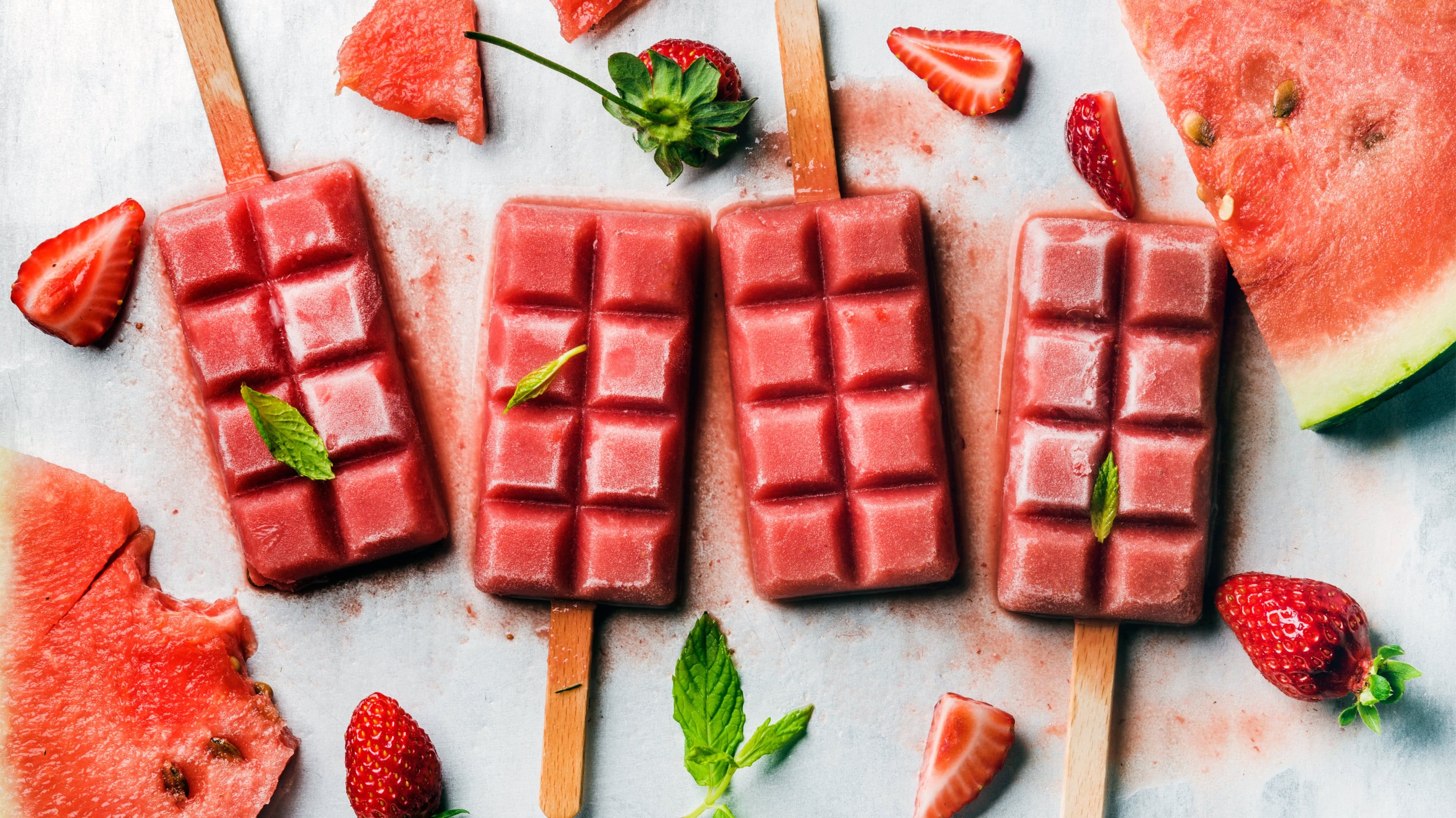 Strawberry Watermelon Popsicles UHD 4K Wallpaper